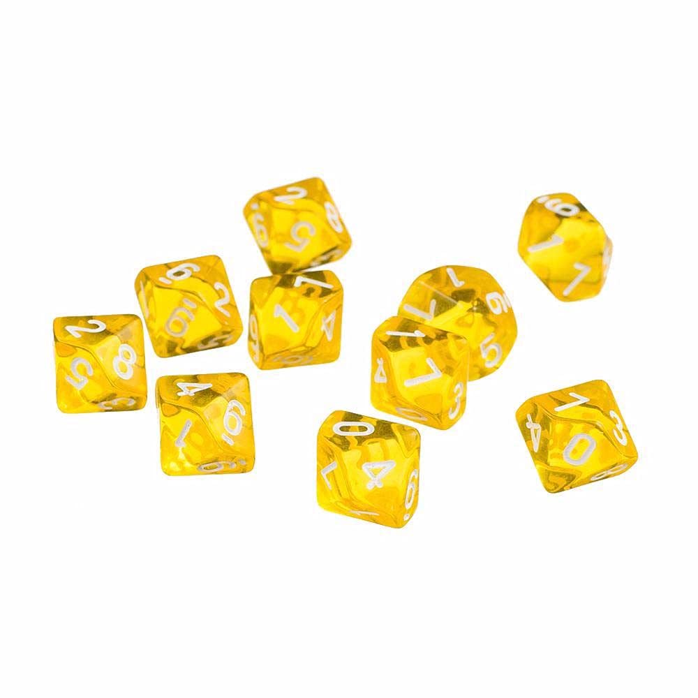 Foto 2 pulgar | Dice D10 Poliédrico, 10 Caras, Acrílico, 10 Unidades, Color Amarillo - Venta Internacional.