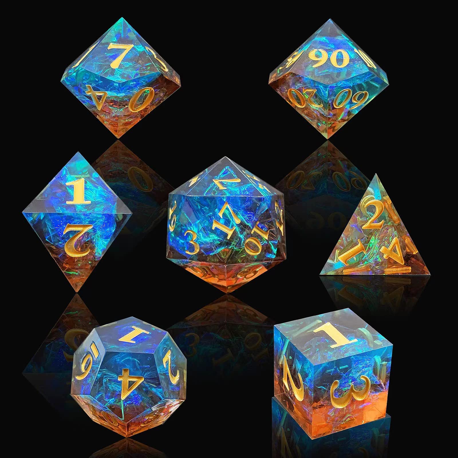 Foto 6 pulgar | Juego De Dados Dnd, Juego De Dados Poliédricos De Resina, Borde Afilado, Azul - Venta Internacional.