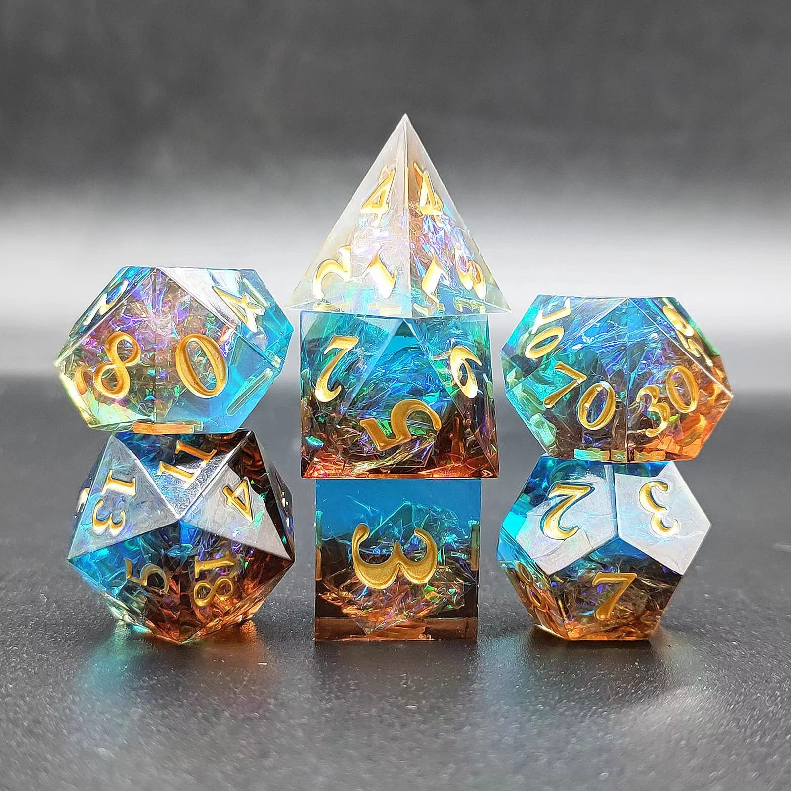 Foto 7 pulgar | Juego De Dados Dnd, Juego De Dados Poliédricos De Resina, Borde Afilado, Azul - Venta Internacional.