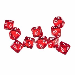 Foto 1 | Dice D10 Poliédrico, 10 Caras, Acrílico, 10 Unidades, Color Rojo - Venta Internacional.