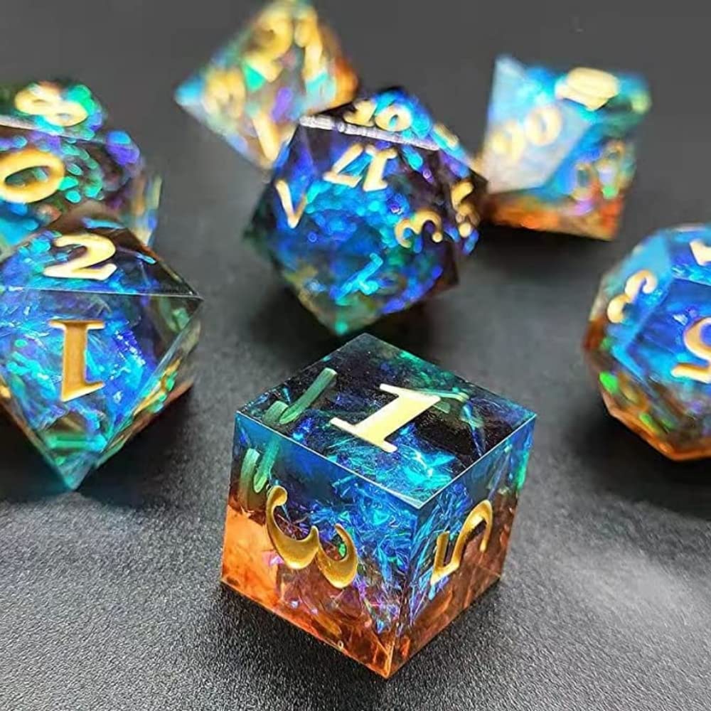 Foto 2 pulgar | Juego De Dados Dnd, Juego De Dados Poliédricos De Resina, Borde Afilado, Azul - Venta Internacional.
