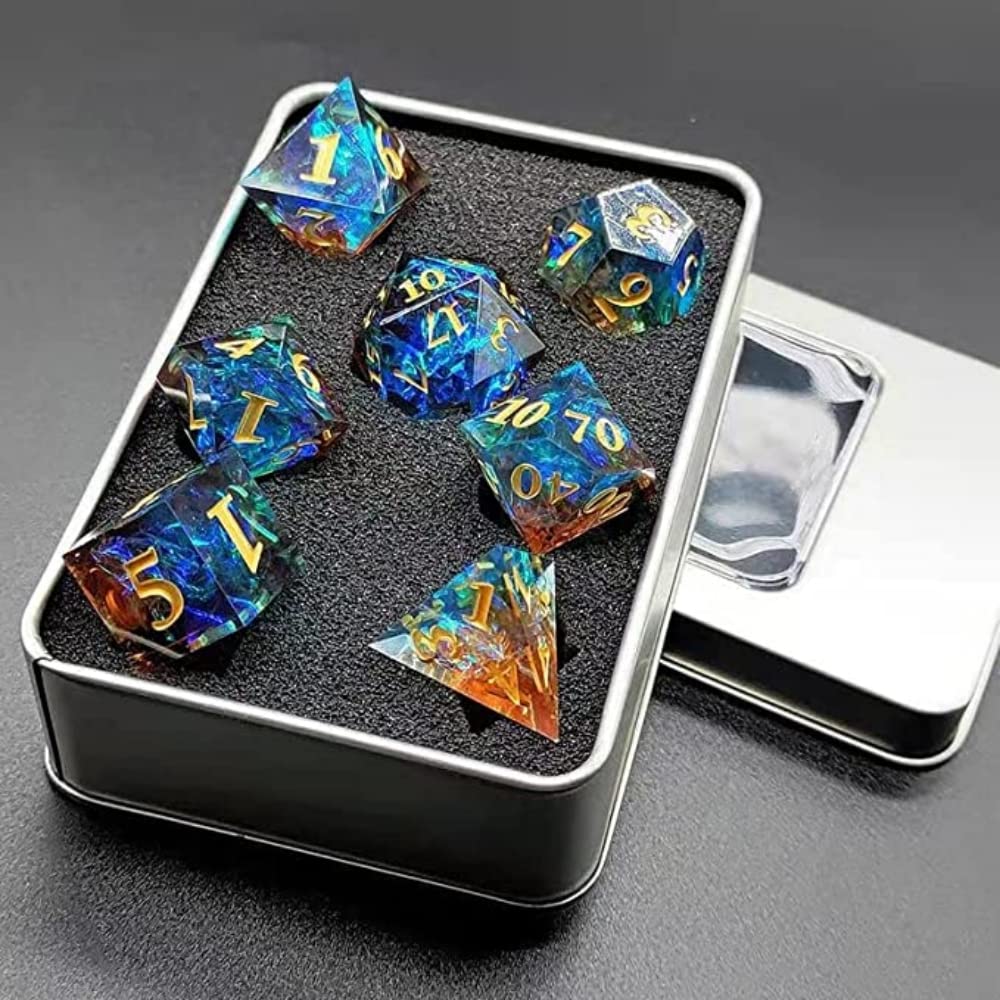 Foto 3 pulgar | Juego De Dados Dnd, Juego De Dados Poliédricos De Resina, Borde Afilado, Azul - Venta Internacional.