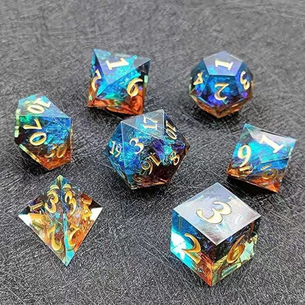 Foto 4 pulgar | Juego De Dados Dnd, Juego De Dados Poliédricos De Resina, Borde Afilado, Azul - Venta Internacional.