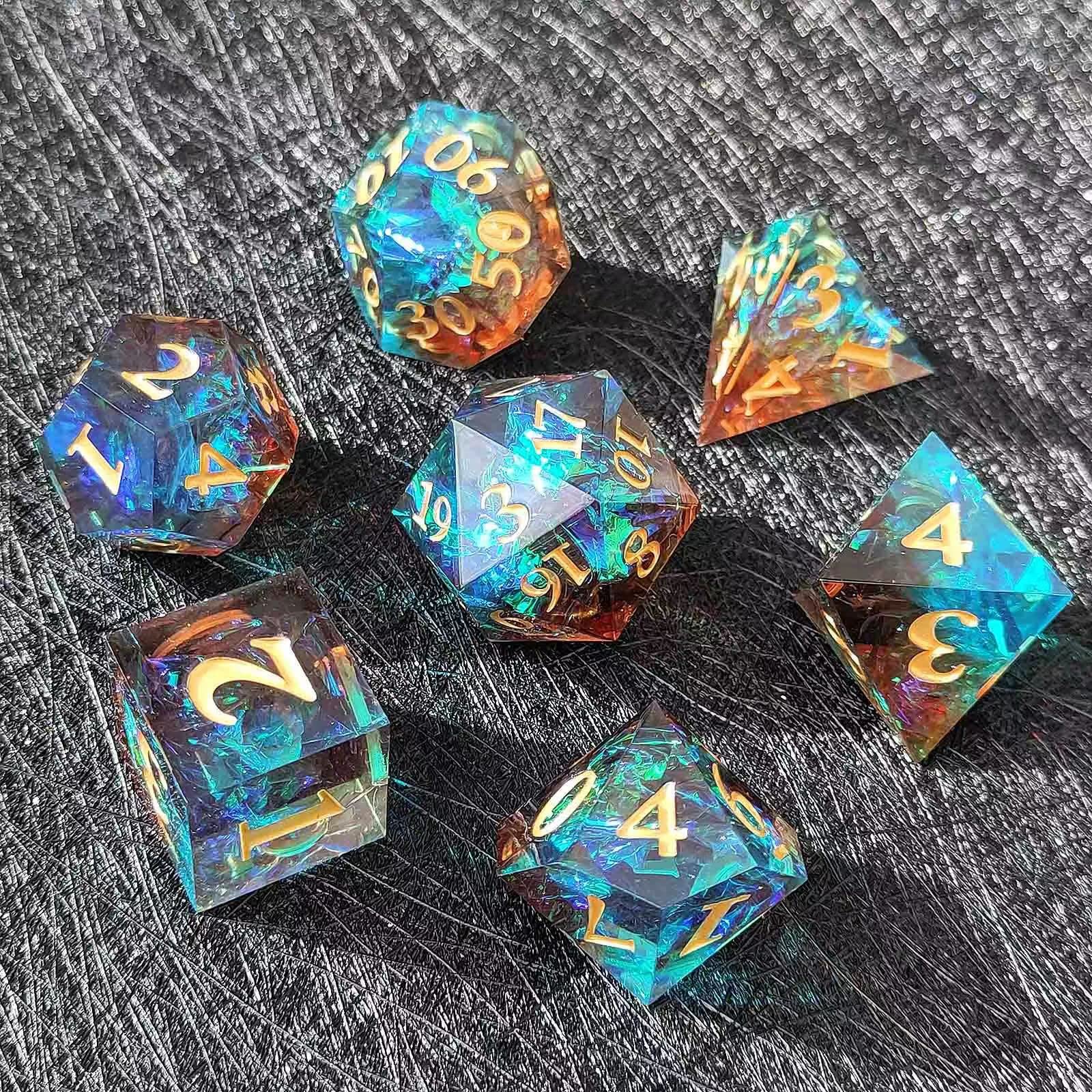 Foto 5 pulgar | Juego De Dados Dnd, Juego De Dados Poliédricos De Resina, Borde Afilado, Azul - Venta Internacional.