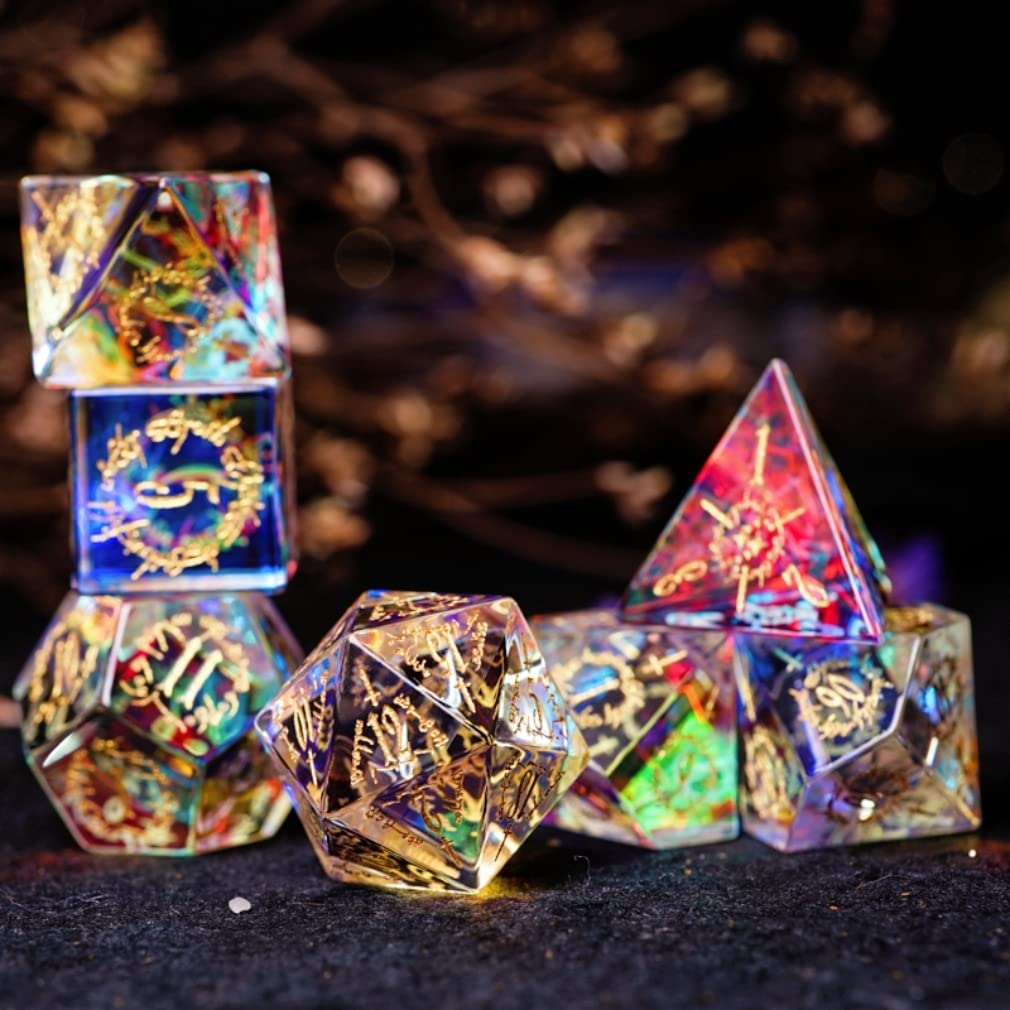 Foto 8 pulgar | Set De Dados Dnd Crystal Sharp Edge Para Juegos De D&d - Venta Internacional.