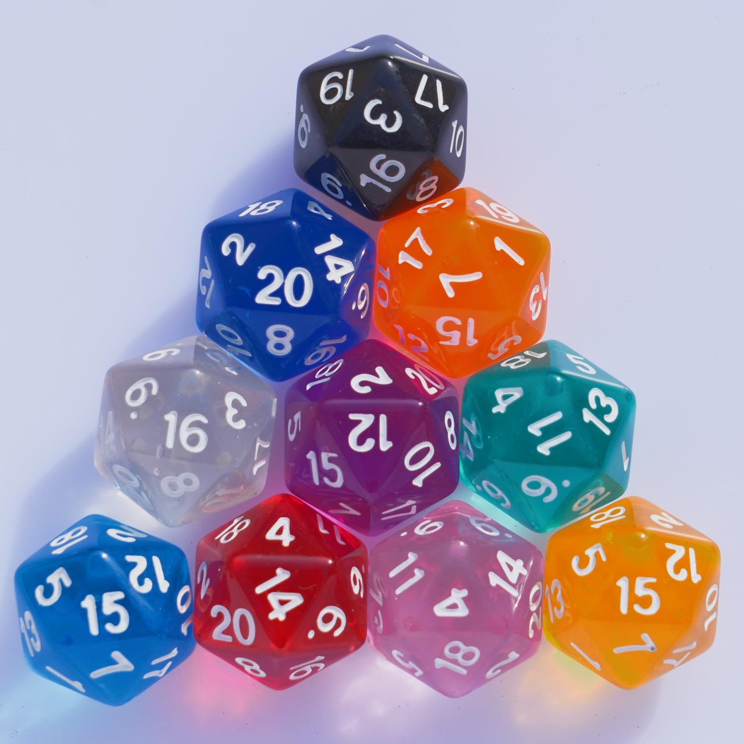 Foto 2 | Juego De Dados Poliédricos, 10 Piezas, D20, 22 Mm, Para Juegos De Mesa Dnd Rpg Mtg - Venta Internacional.