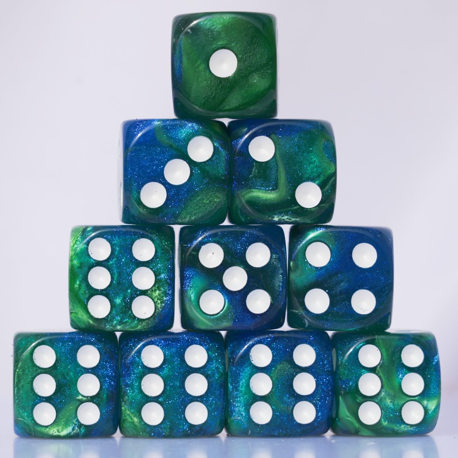 Foto 2 pulgar | Juego De Dados Acrílicos De 16 Mm, 10 Piezas D6 Para Rpg Mtg Dnd Con Bolsa (verde Y Azul) - Venta Internacional.