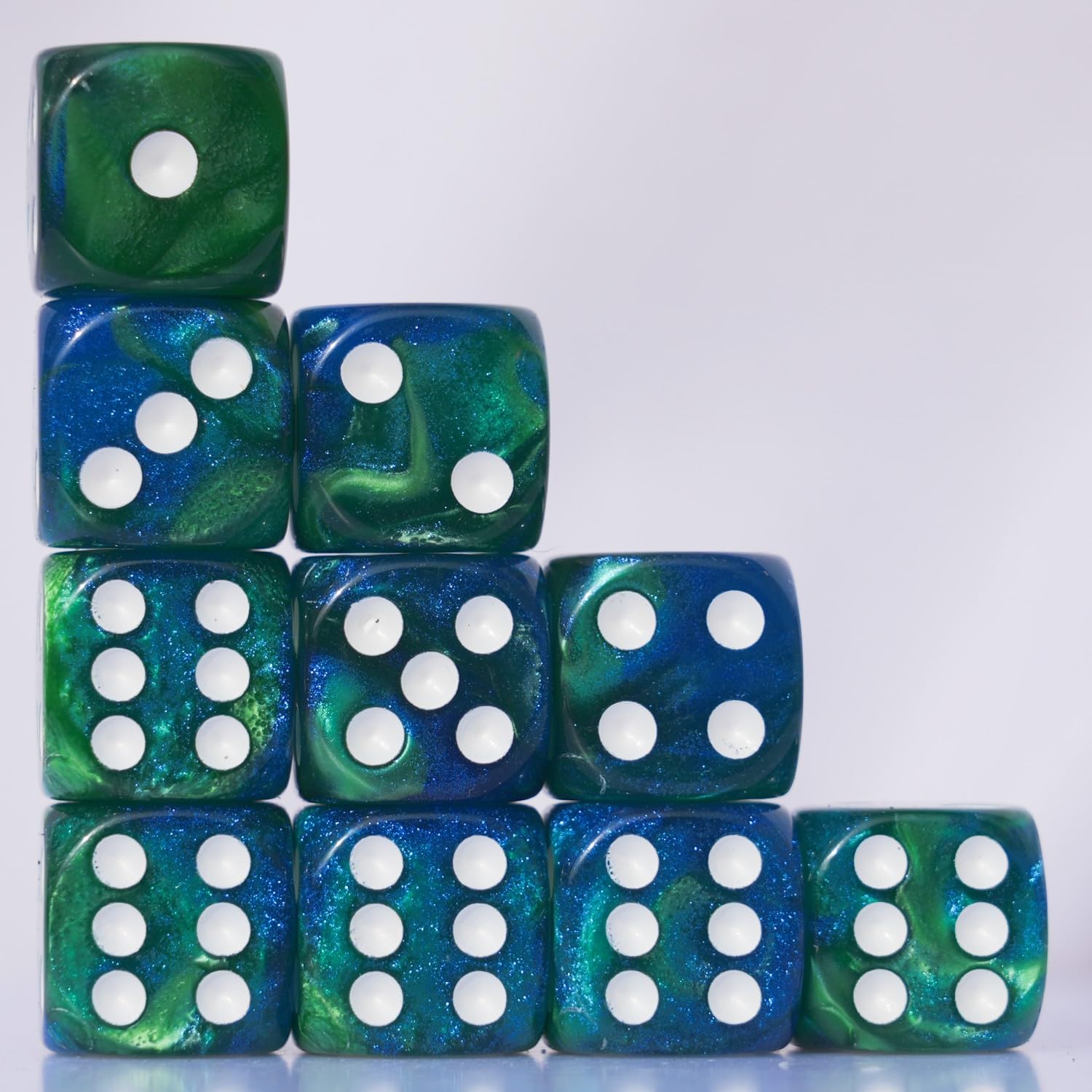 Foto 3 pulgar | Juego De Dados Acrílicos De 16 Mm, 10 Piezas D6 Para Rpg Mtg Dnd Con Bolsa (verde Y Azul) - Venta Internacional.