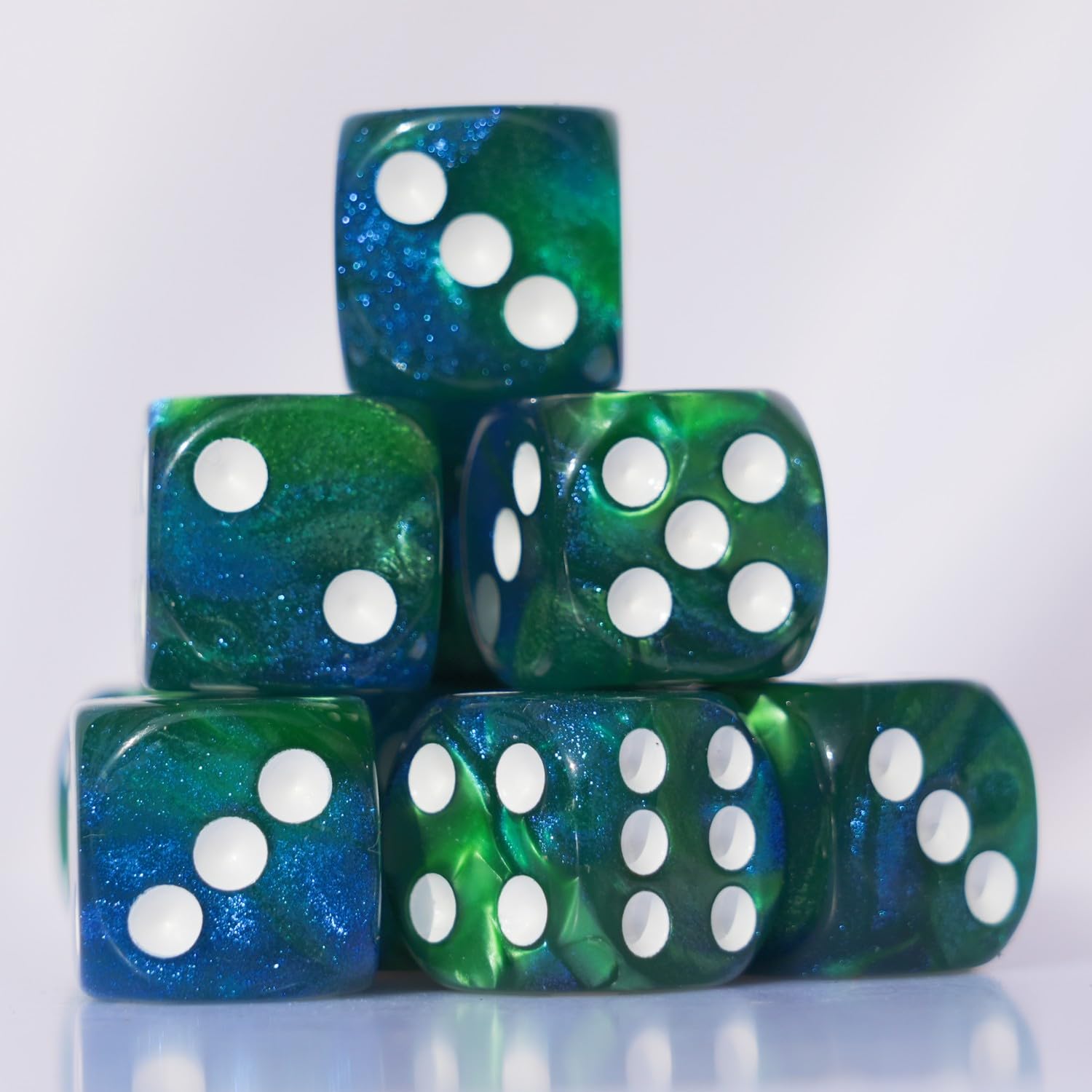Foto 4 pulgar | Juego De Dados Acrílicos De 16 Mm, 10 Piezas D6 Para Rpg Mtg Dnd Con Bolsa (verde Y Azul) - Venta Internacional.