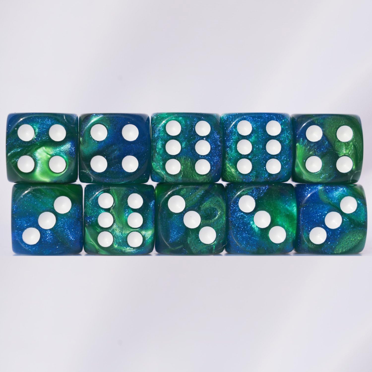 Foto 5 pulgar | Juego De Dados Acrílicos De 16 Mm, 10 Piezas D6 Para Rpg Mtg Dnd Con Bolsa (verde Y Azul) - Venta Internacional.