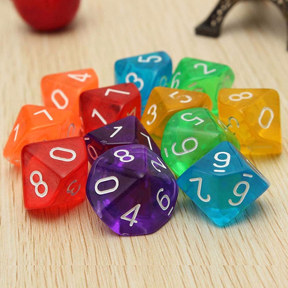 Foto 3 pulgar | Dice D10 Poliédrico, 10 Caras, Acrílico, 10 Unidades, Color Morado - Venta Internacional.