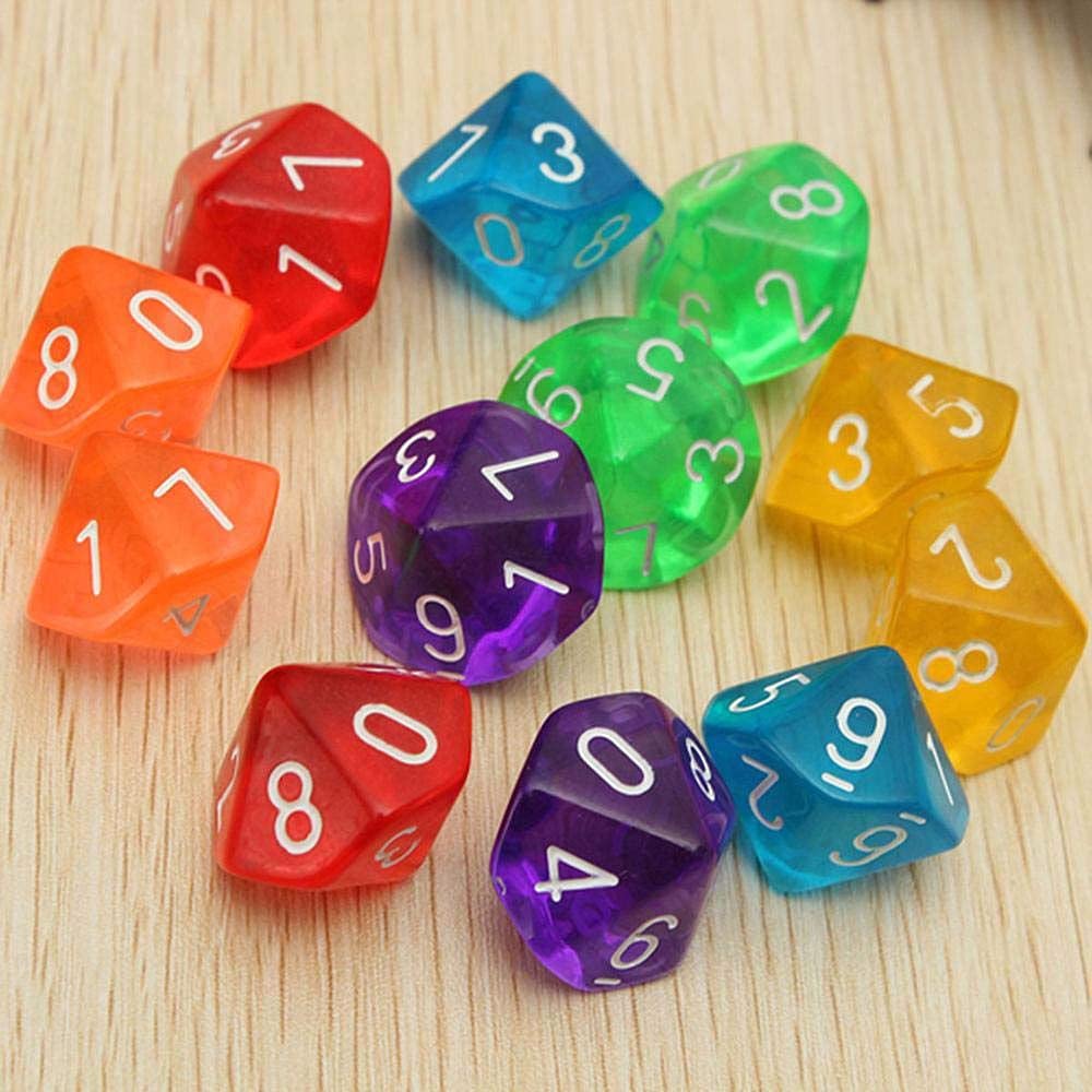Foto 7 pulgar | Dice D10 Poliédrico, 10 Caras, Acrílico, 10 Unidades, Color Morado - Venta Internacional.