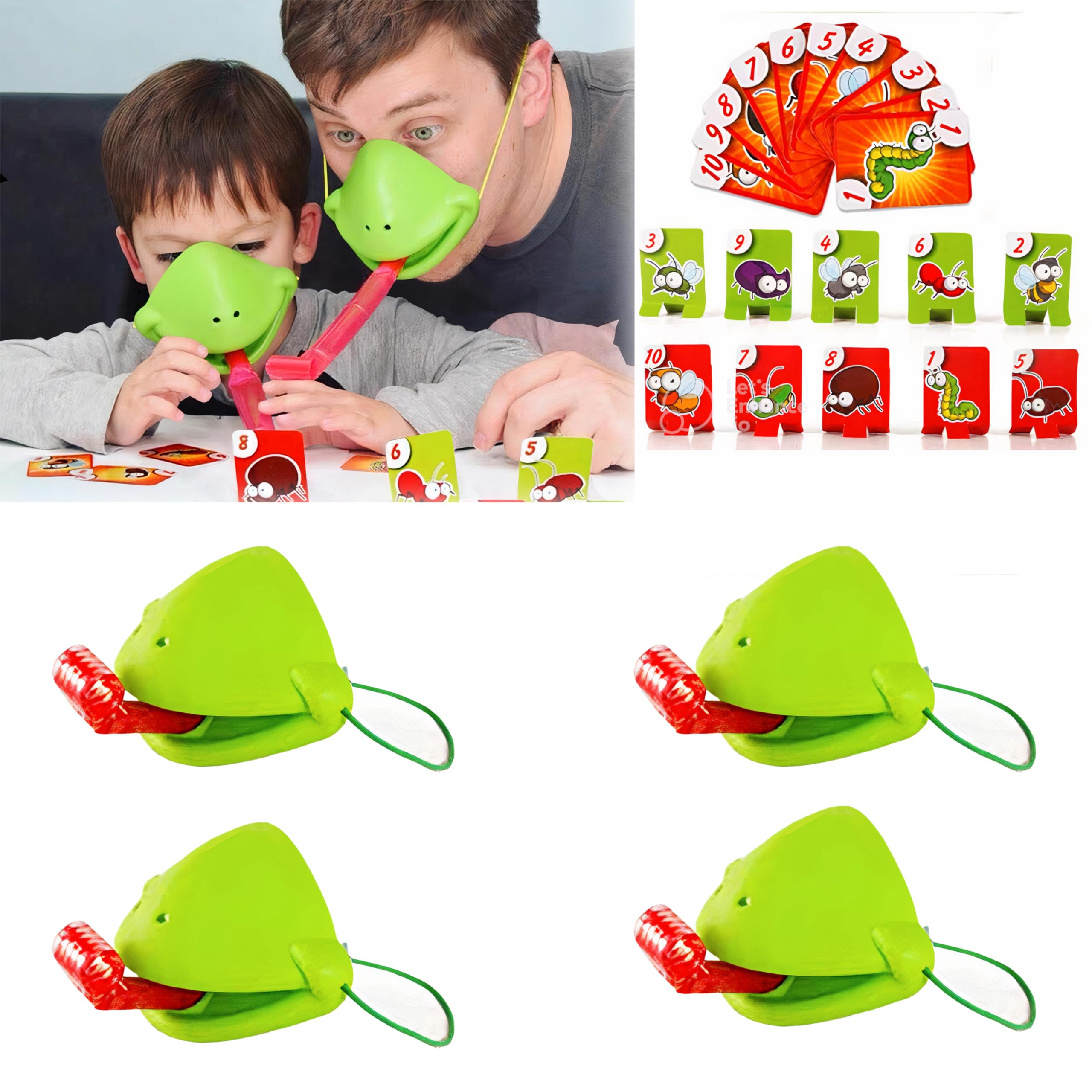 Foto 1 | Set Frog Tongue Game De Máscaras De Rana Con Blow Tongue, Paquete De 4 Máscaras - Venta Internacional.
