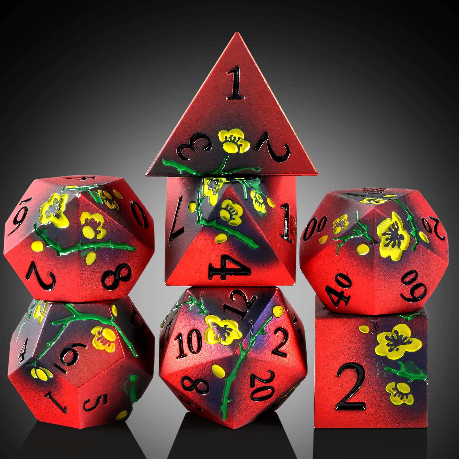 Foto 3 pulgar | Juego De Dados Dndnd Con Flores Metálicas D&d Con Funda De Regalo, 150 G, 7 Unidades - Venta Internacional.