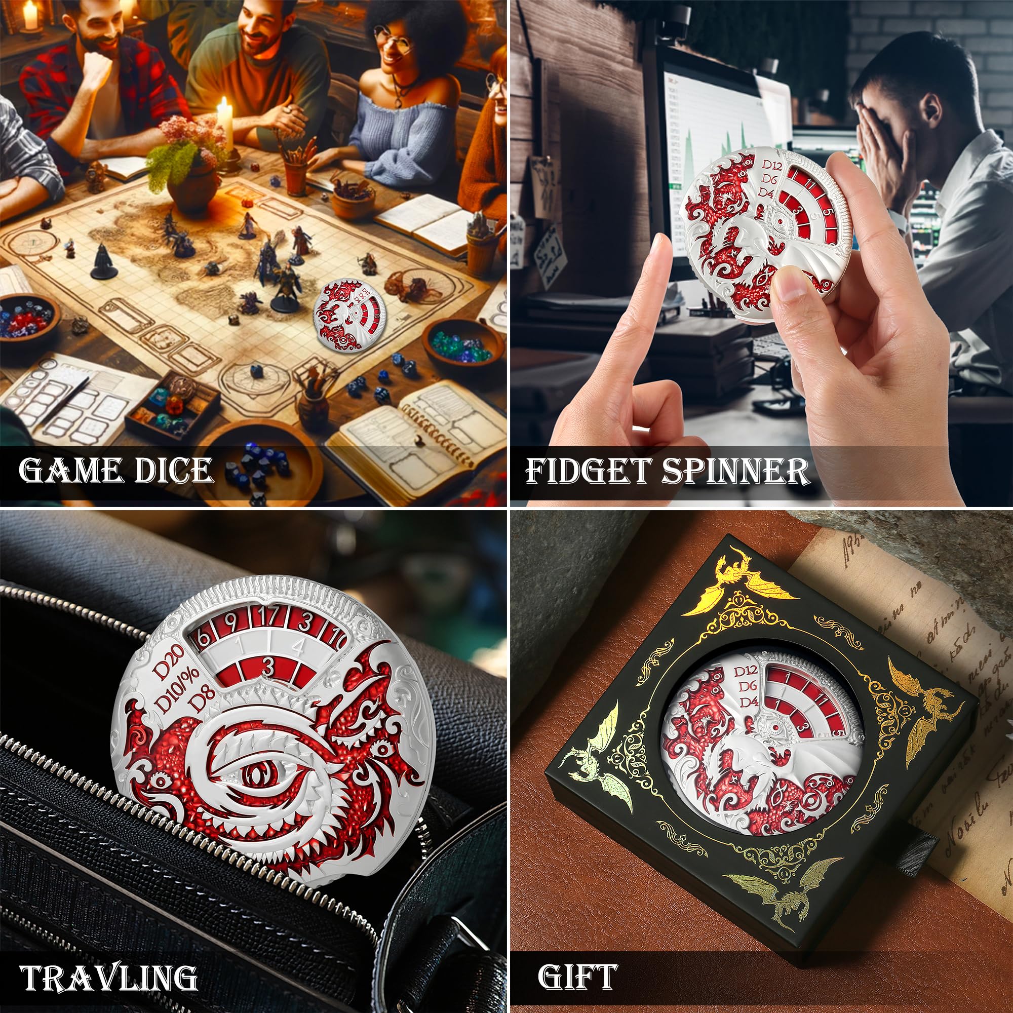 Foto 8 pulgar | Set De Dados Spinner Metal Dndnd 7 En 1 Para Dungeons & Dragon - Venta Internacional.