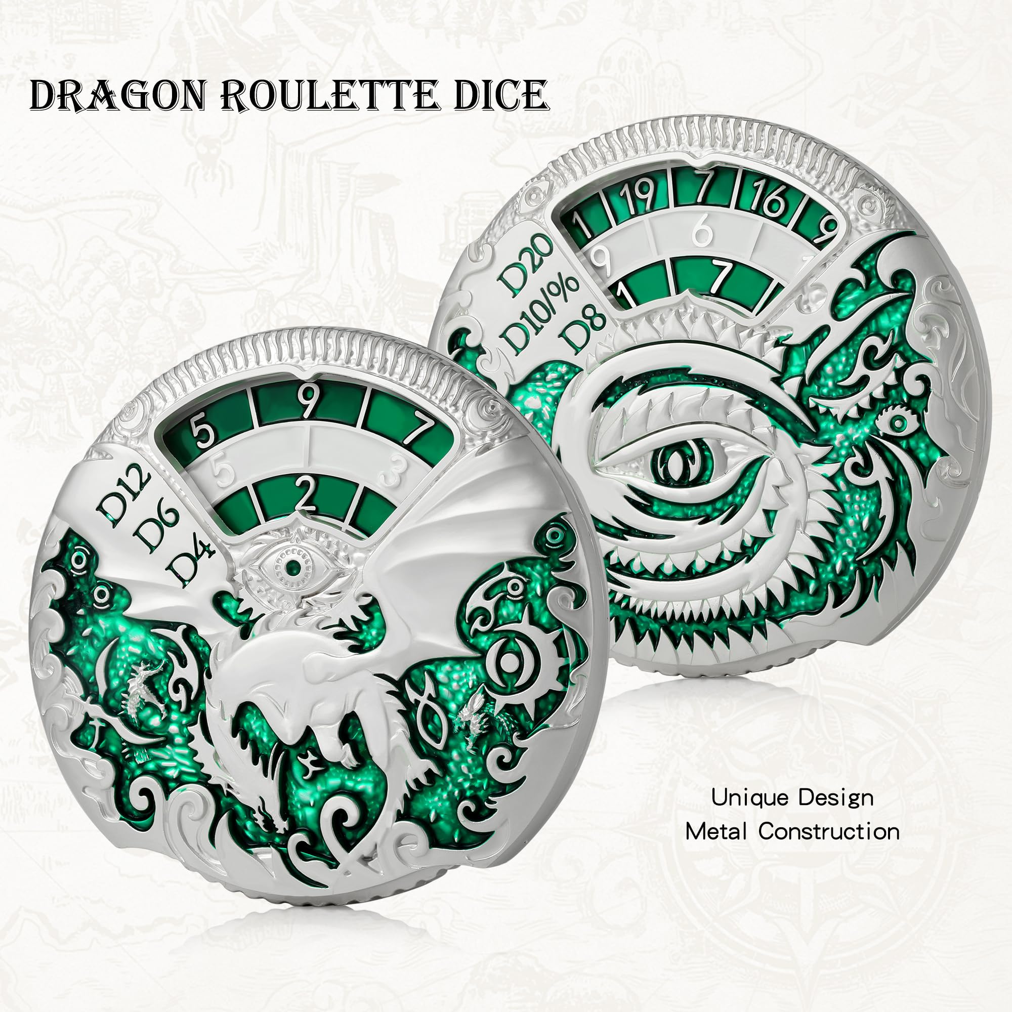 Foto 5 pulgar | Juego De Dados Metálicos Fidget Spinner Dndnd Dragon Roulette 7 En 1 - Venta Internacional.