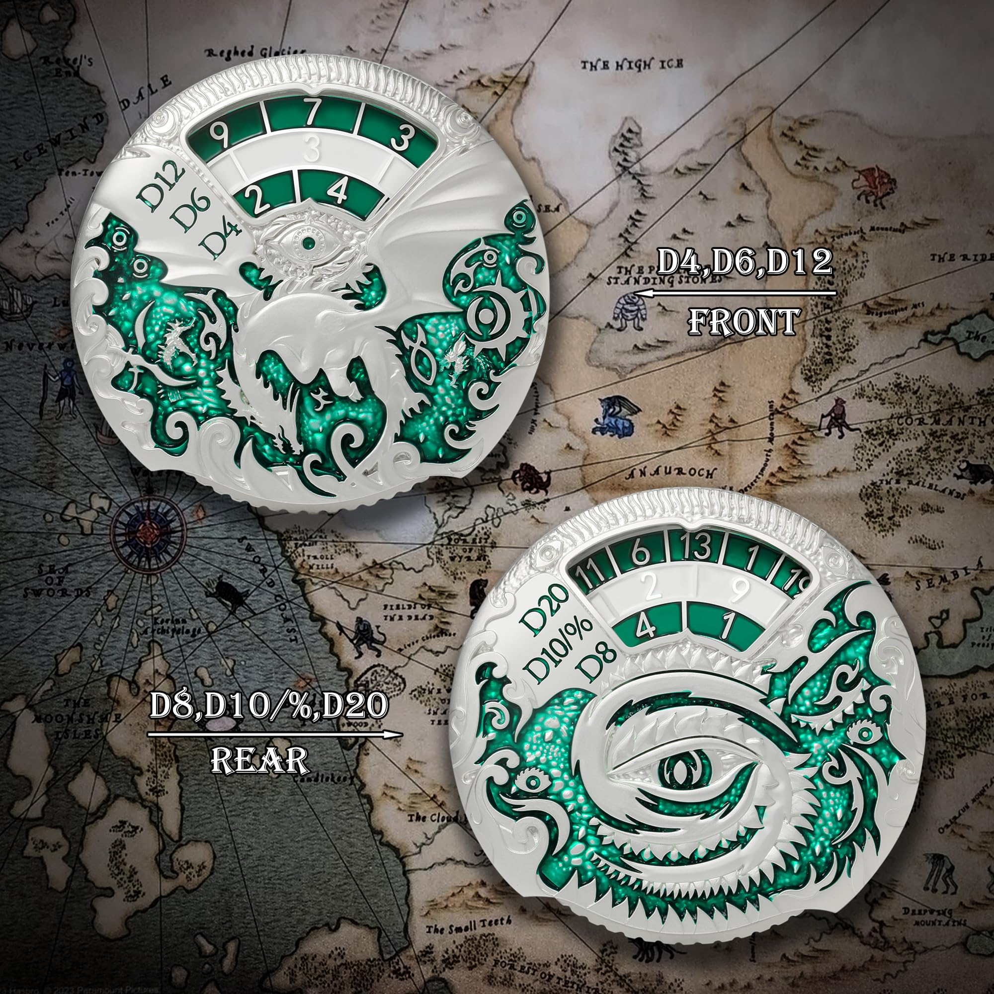 Foto 6 pulgar | Juego De Dados Metálicos Fidget Spinner Dndnd Dragon Roulette 7 En 1 - Venta Internacional.
