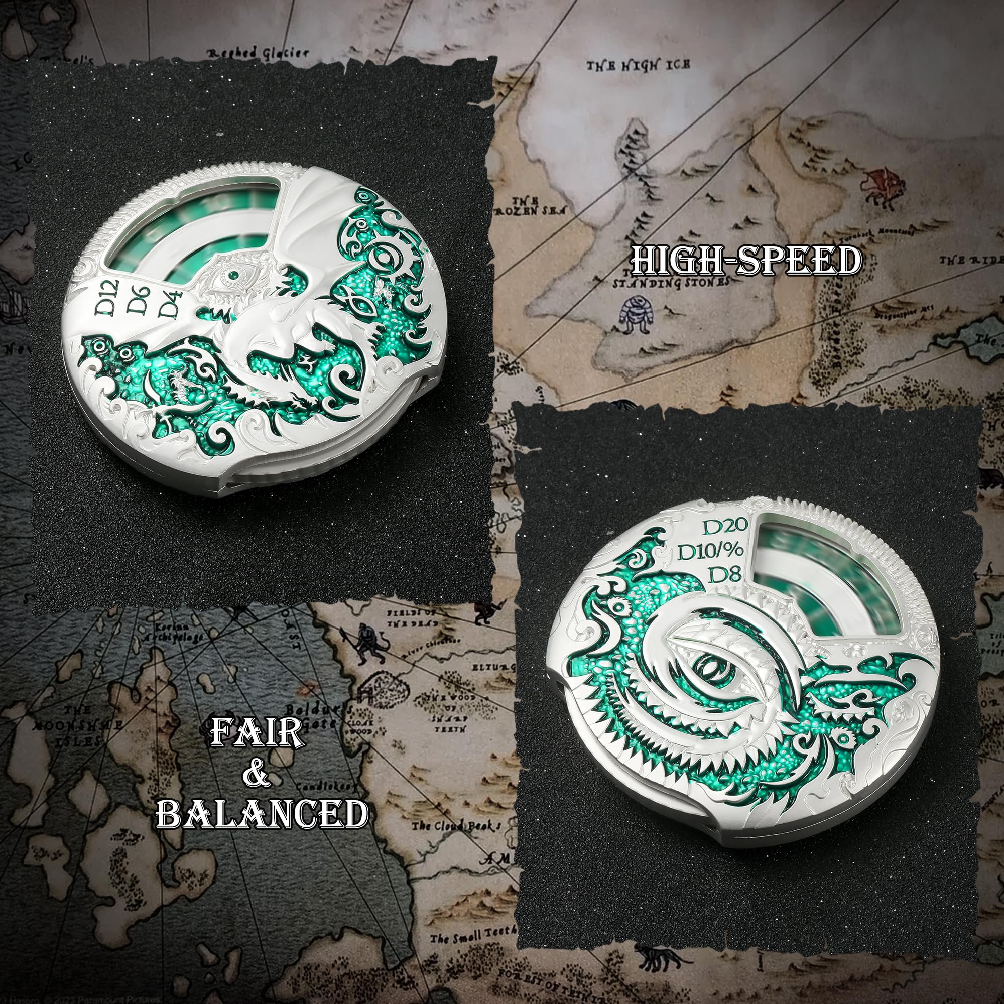 Foto 7 pulgar | Juego De Dados Metálicos Fidget Spinner Dndnd Dragon Roulette 7 En 1 - Venta Internacional.