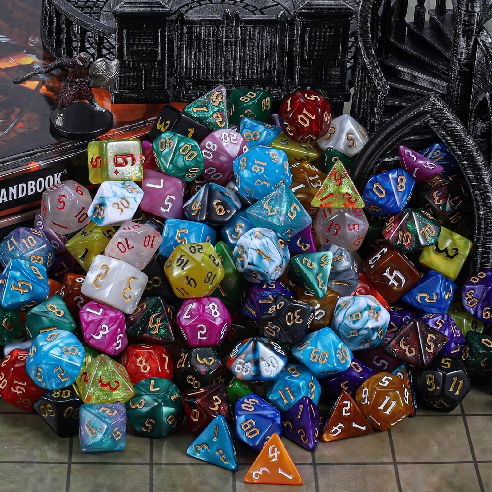 Foto 5 pulgar | Juego De Dados Poliédricos Ciaraq Dnd Dice 182 Piezas Con Bolsa De Franela - Venta Internacional.
