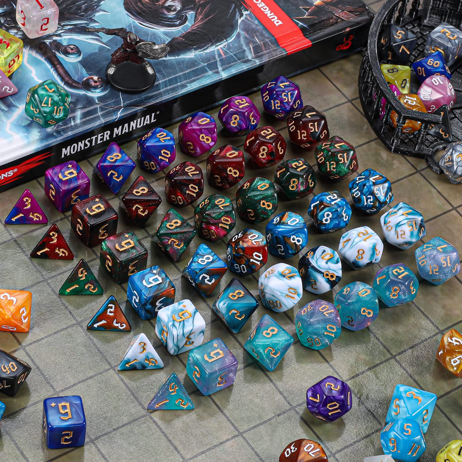 Foto 8 pulgar | Juego De Dados Poliédricos Ciaraq Dnd Dice 182 Piezas Con Bolsa De Franela - Venta Internacional.