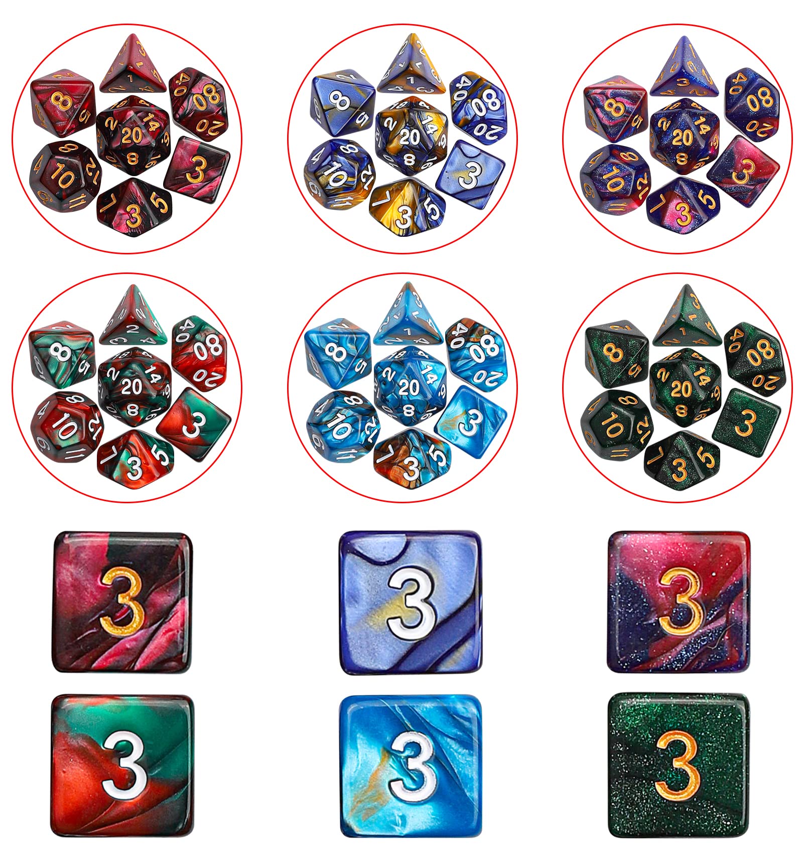 Foto 4 pulgar | Juego De Dados Poliédricos Ciaraq Dnd 26 X 7 (182 Piezas) Con Bolsa - Venta Internacional.