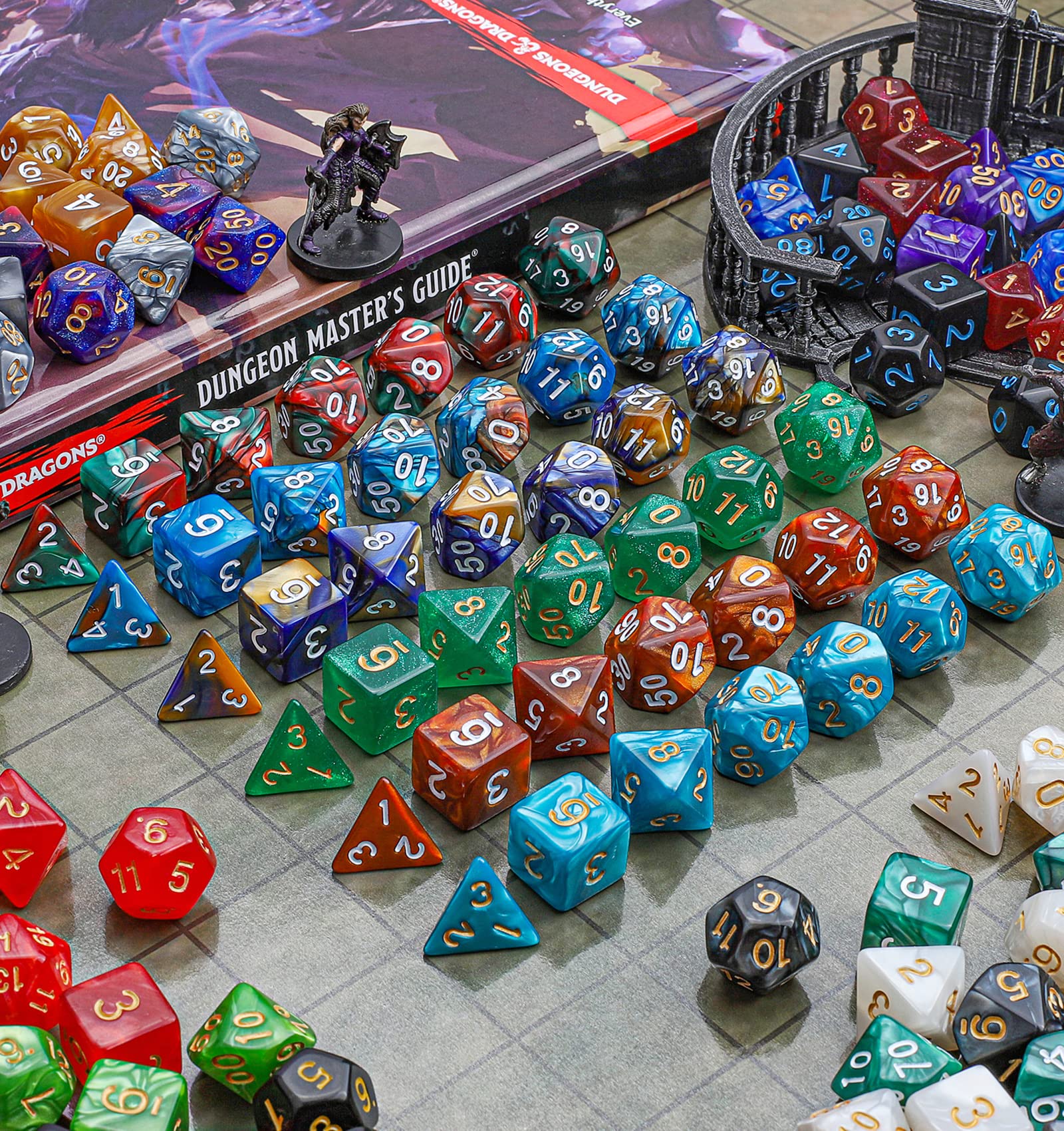 Foto 4 | Juego De Dados Poliédricos Ciaraq Dnd 26 X 7 (182 Piezas) Con Bolsa - Venta Internacional.