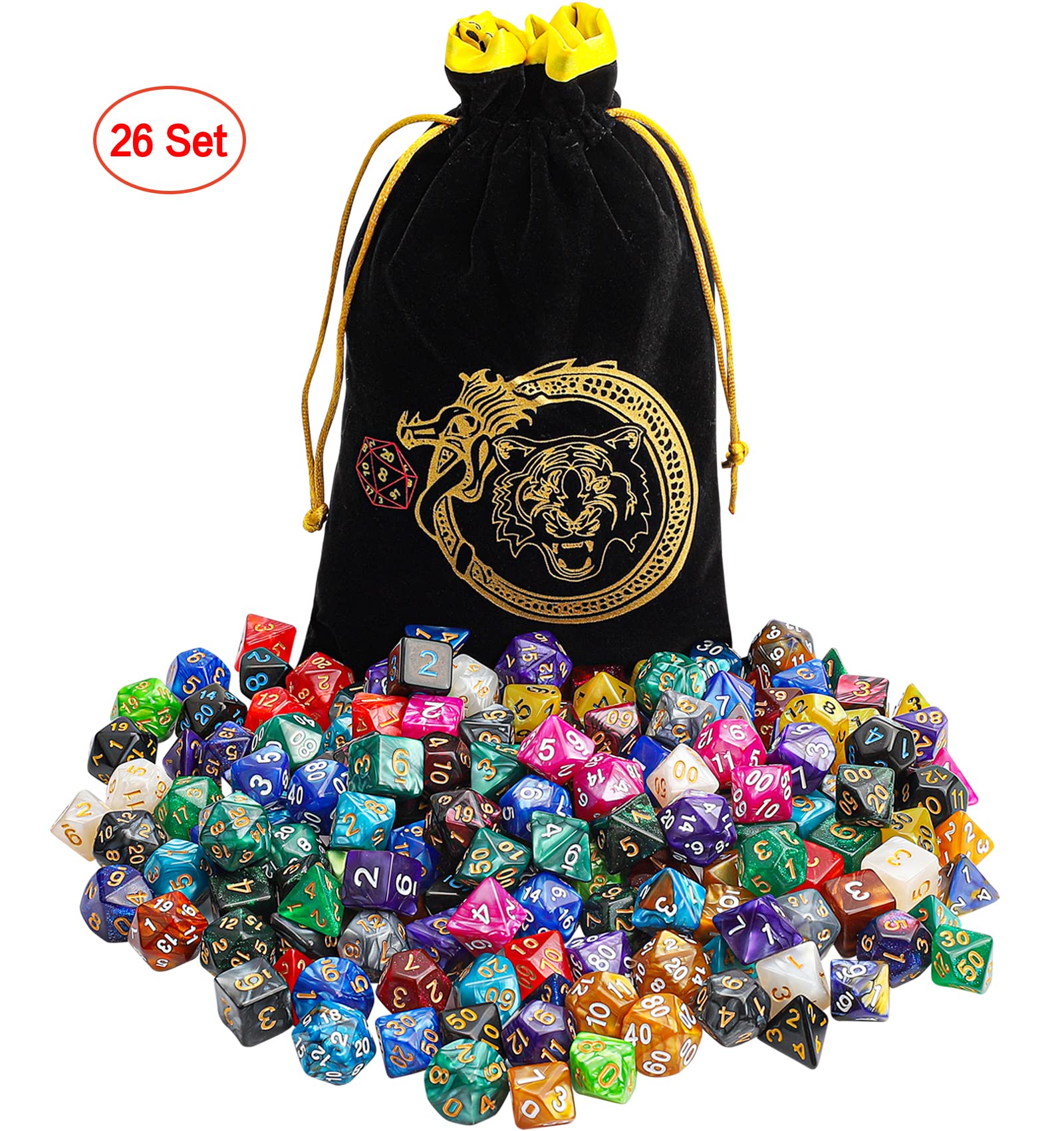 Foto 8 pulgar | Juego De Dados Poliédricos Ciaraq Dnd 26 X 7 (182 Piezas) Con Bolsa - Venta Internacional.
