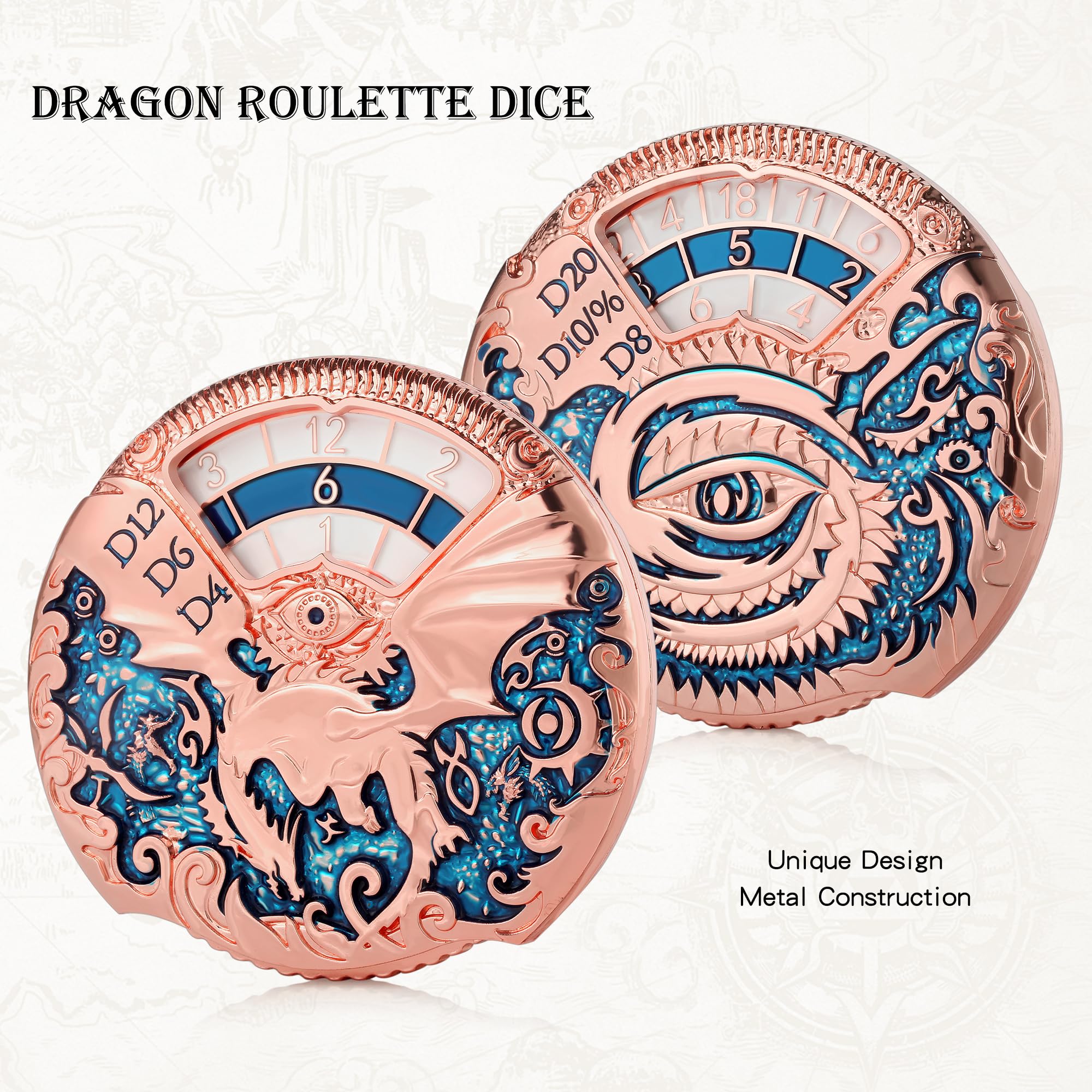 Foto 5 pulgar | Juego De Dados Giratorios Dndnd Dragon Roulette De Metal Con Caja De Regalo - Venta Internacional.