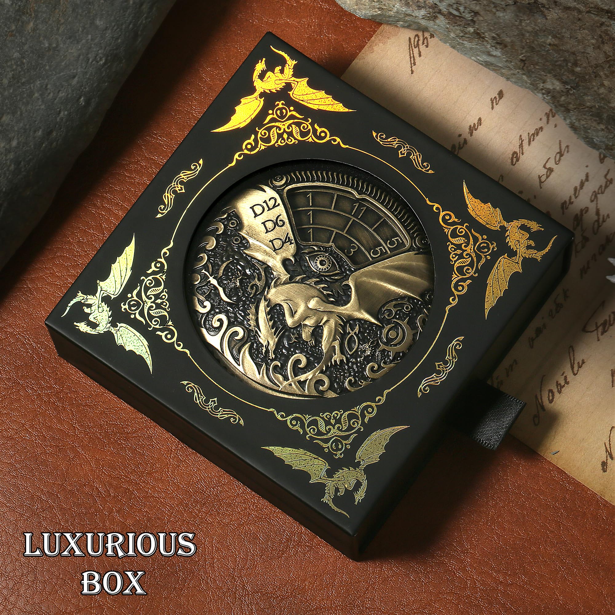 Foto 4 | Juego De Dados D&d De Metal Spinner Dndnd 7 En 1 Con Caja De Regalo, Color Latón - Venta Internacional.