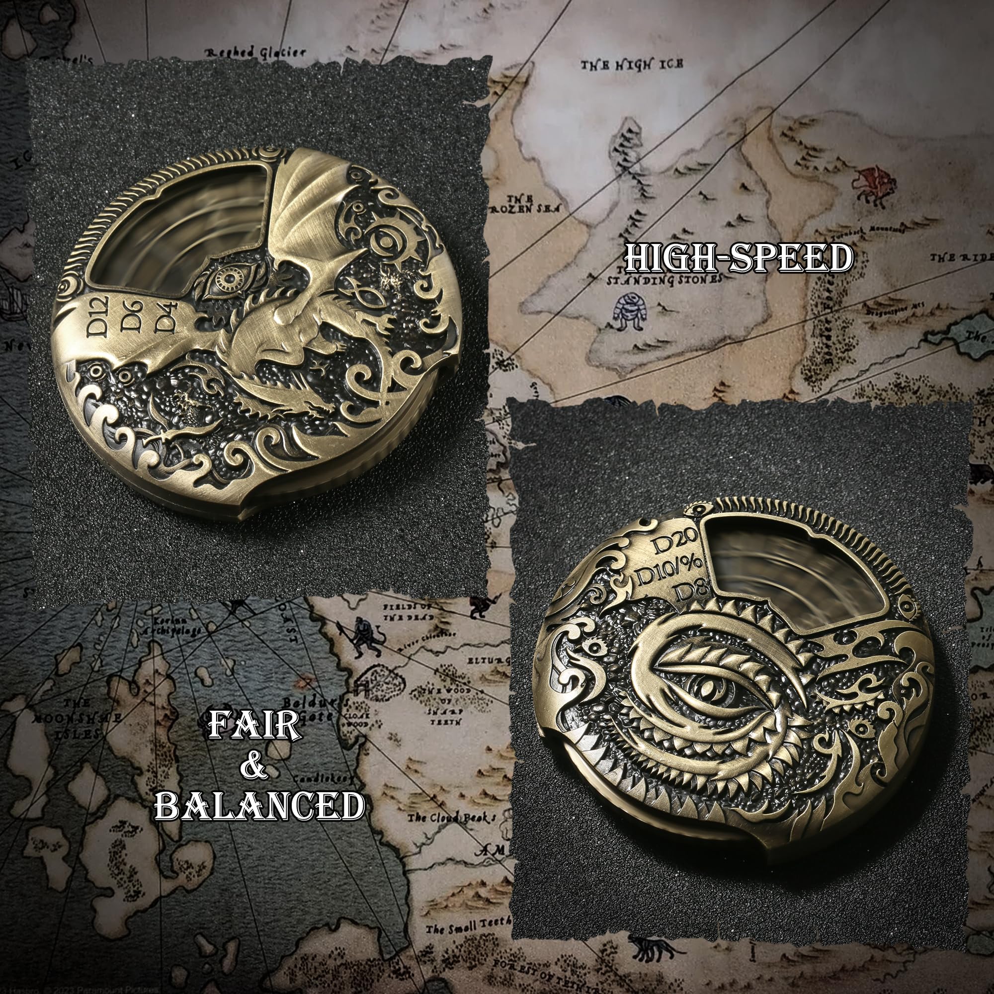 Foto 8 pulgar | Juego De Dados D&d De Metal Spinner Dndnd 7 En 1 Con Caja De Regalo, Color Latón - Venta Internacional.
