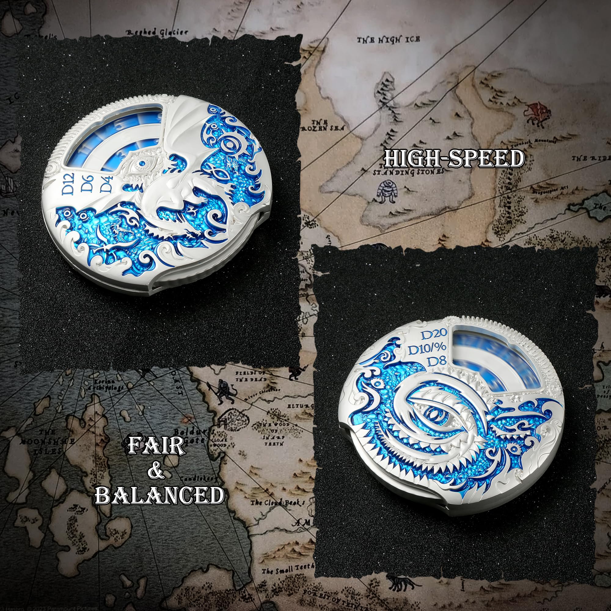 Foto 6 pulgar | Juego De Dados Dndnd Dragon Roulette Spinner D&d 7 En 1 De Metal Plateado - Venta Internacional.