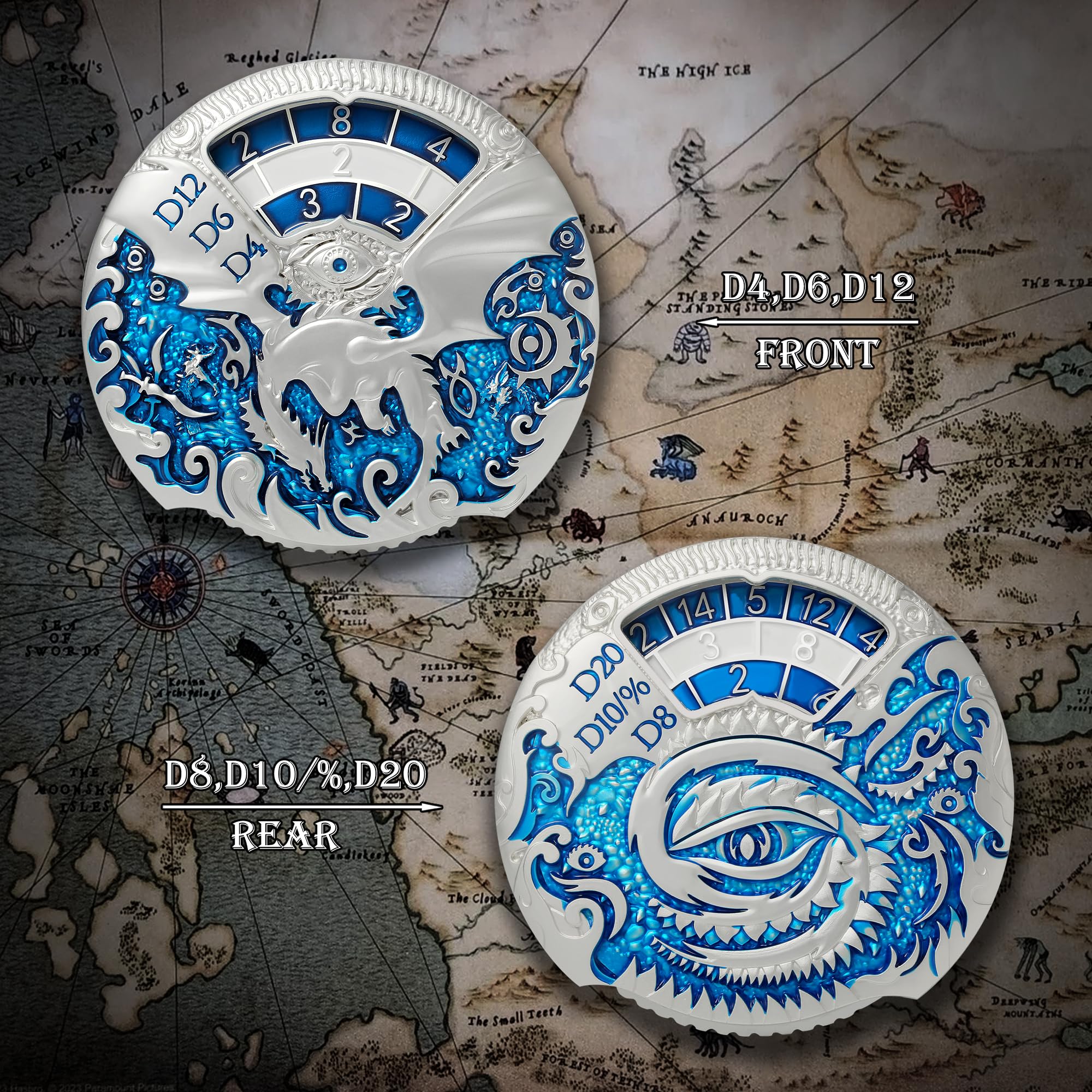 Foto 6 | Juego De Dados Dndnd Dragon Roulette Spinner D&d 7 En 1 De Metal Plateado - Venta Internacional.