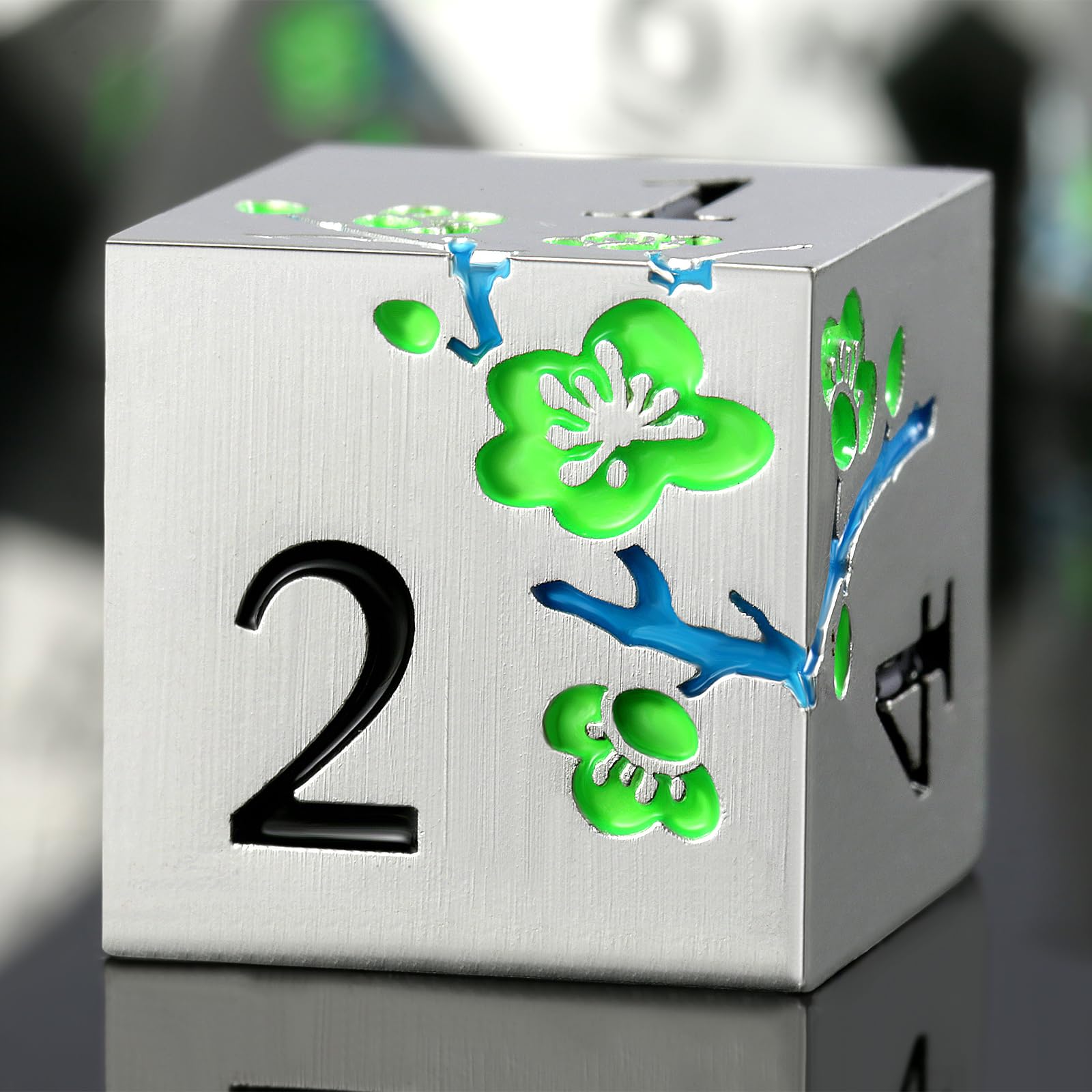 Foto 5 pulgar | Set De Dados Dndnd Que Brilla En Verde Oscuro Con Funda Metálica De 150 Ml - Venta Internacional.