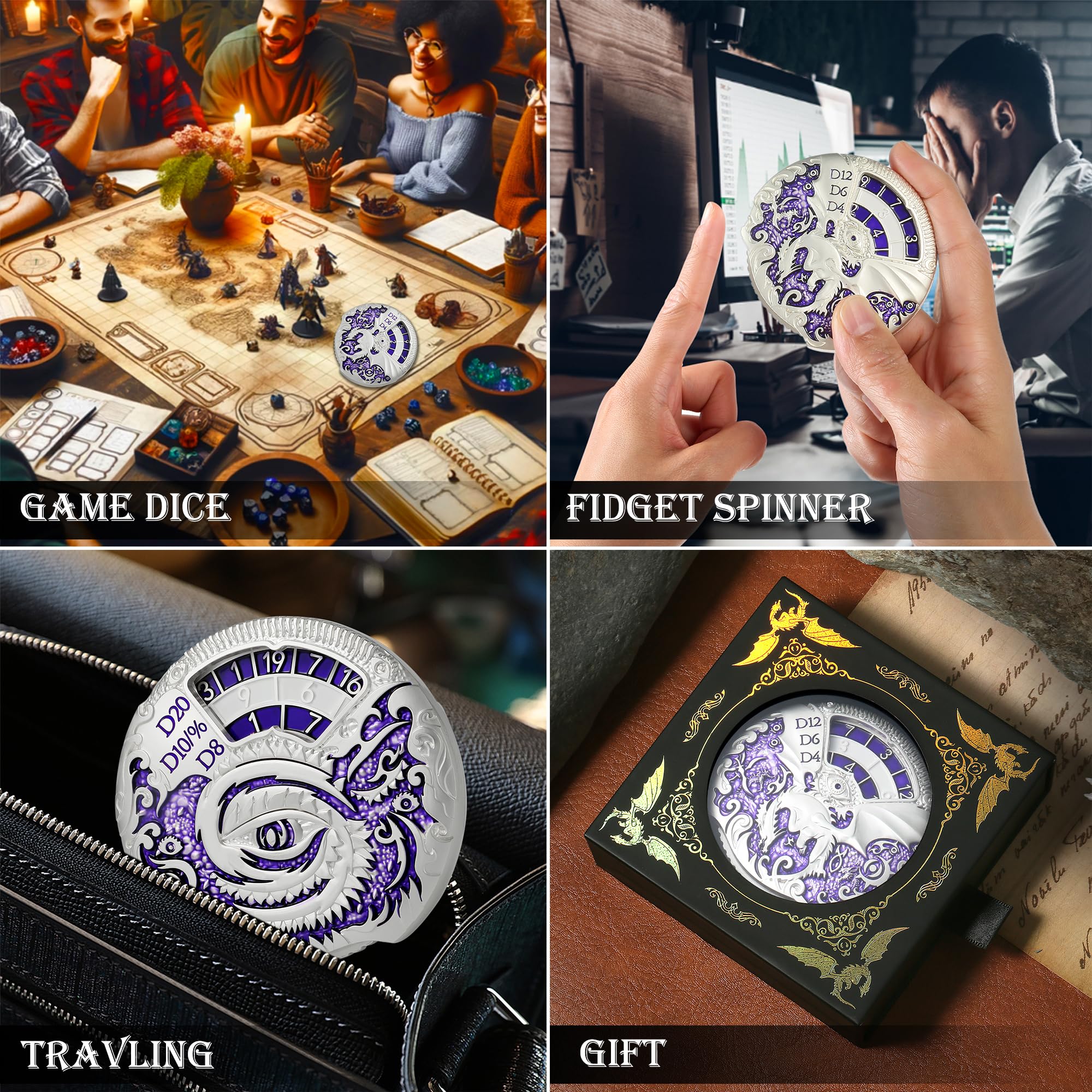 Foto 6 | Juego De Dados Dndnd Dungeons And Dragons Roulette Spinner 7 En 1 - Venta Internacional.