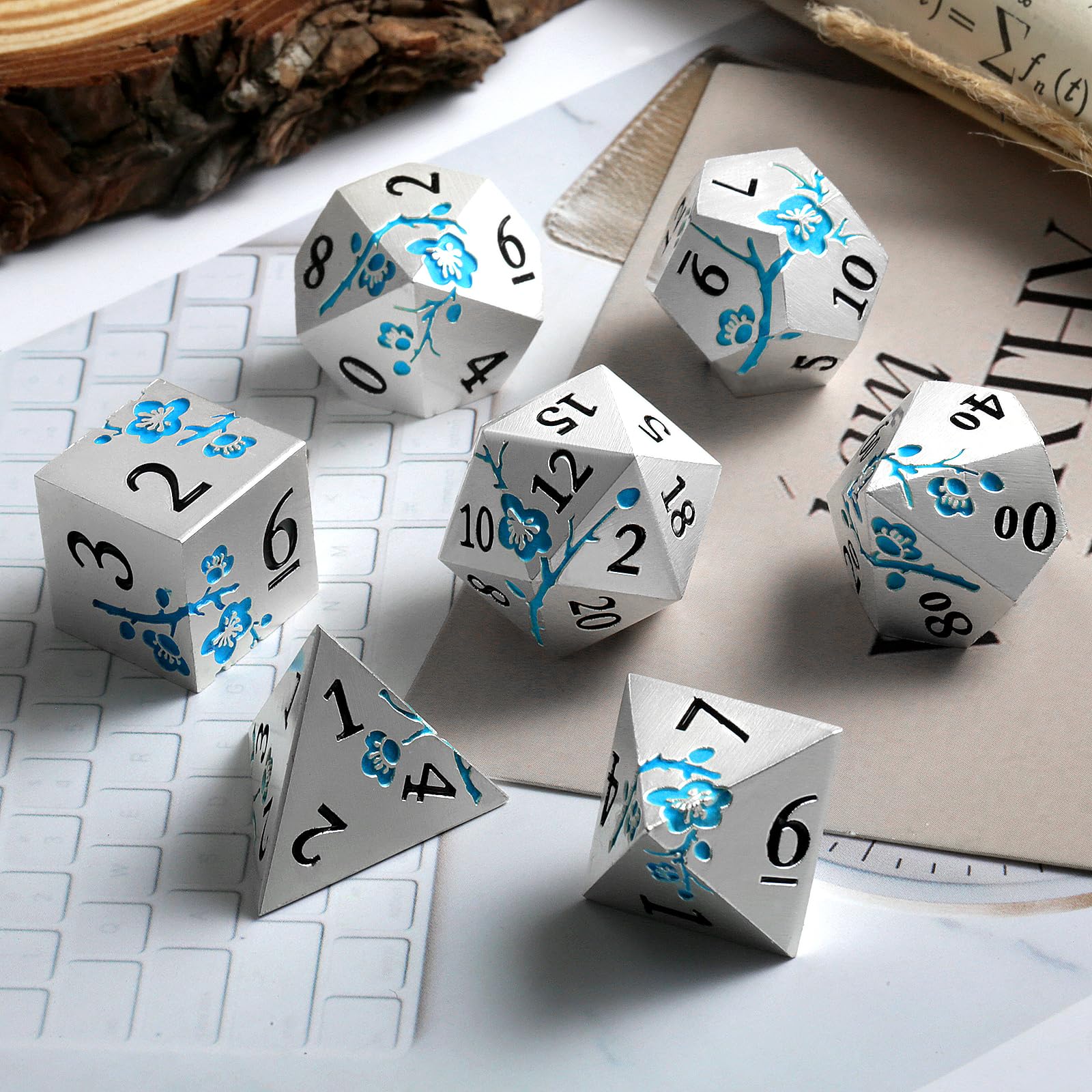 Foto 7 | Set De Dados Dndnd Glow In The Dark Blue Con Funda Metálica, 7 Unidades - Venta Internacional.
