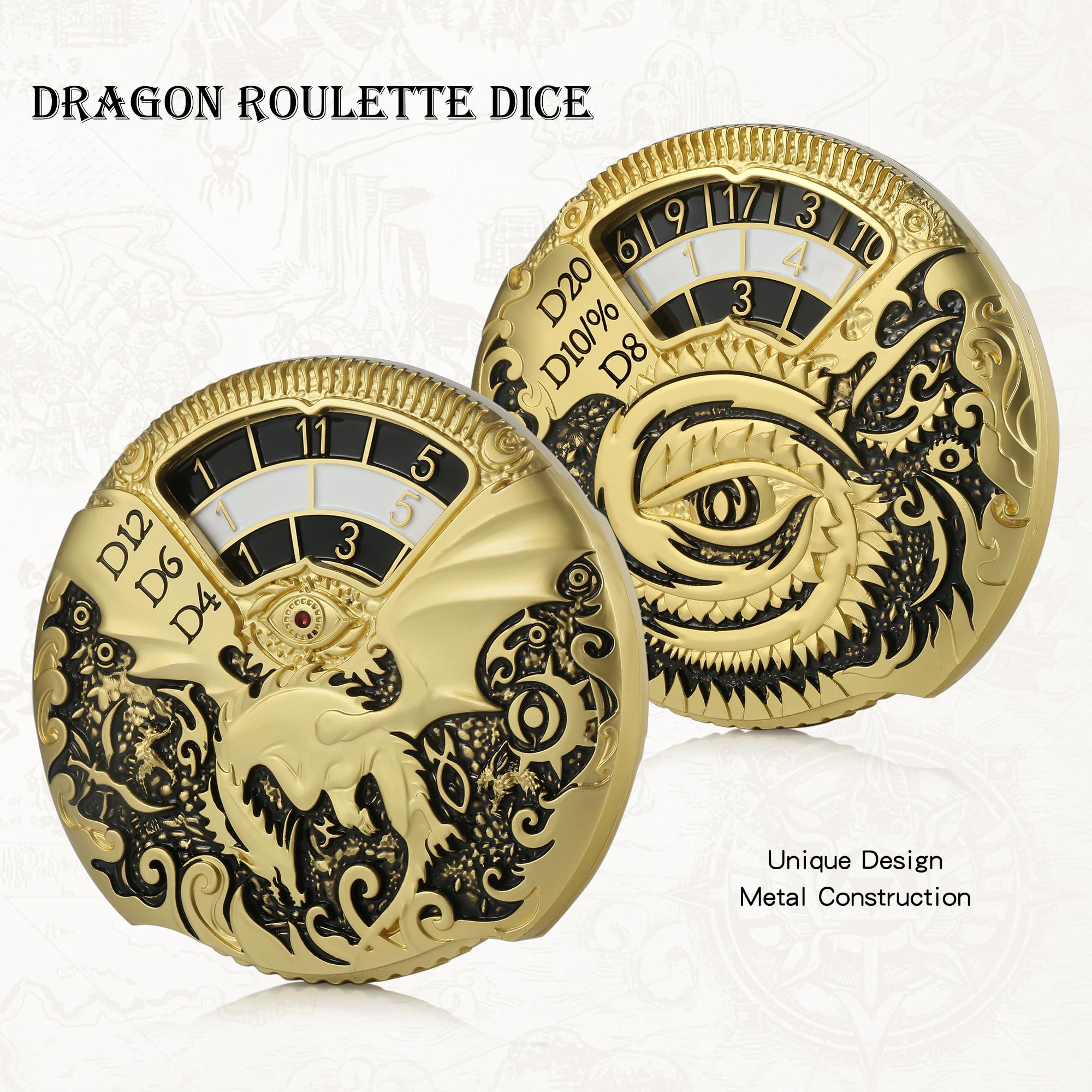 Foto 5 pulgar | Ruleta Fidget Spinner Dndnd Dragon Con Juego De Dados De Metal 7 En 1 - Venta Internacional.