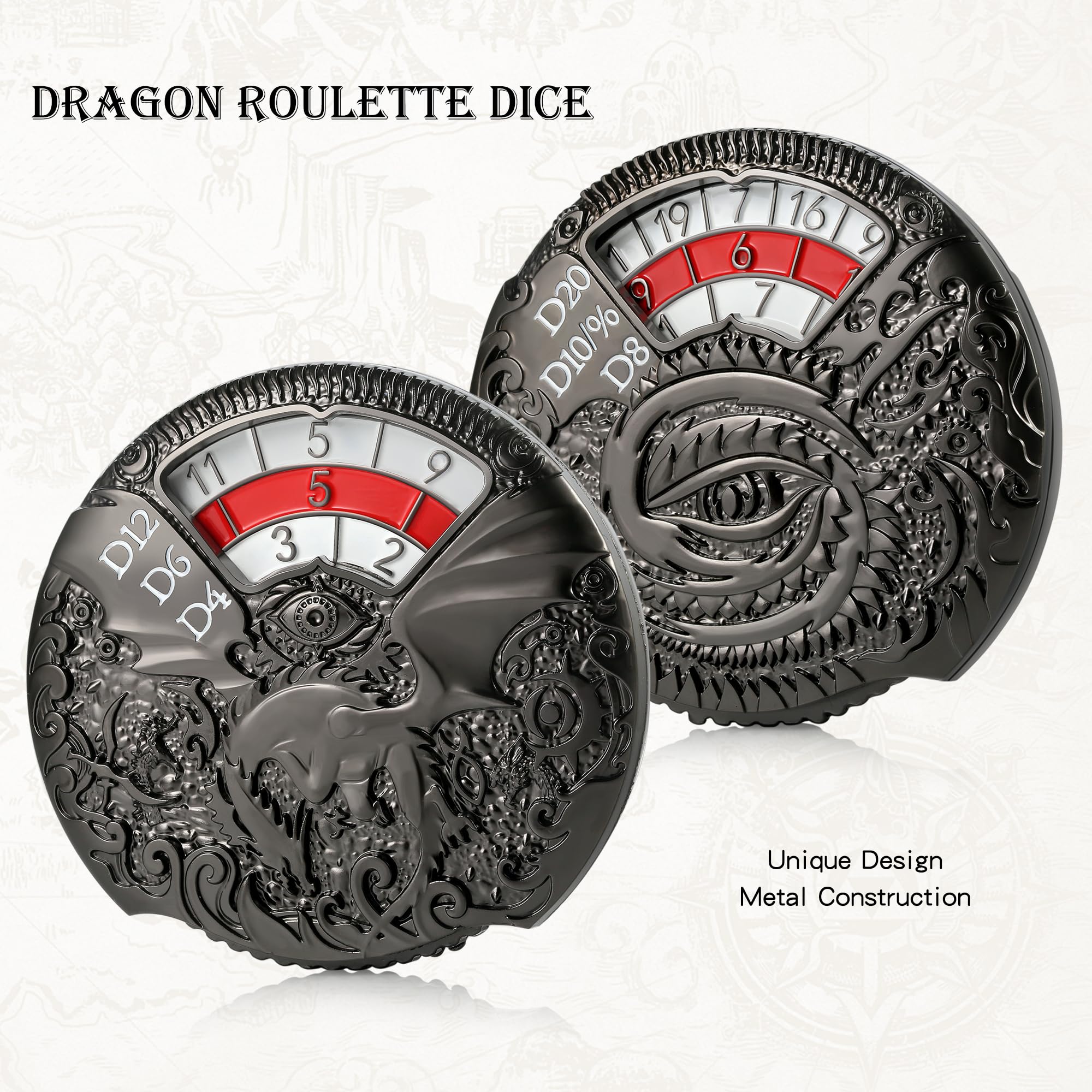 Foto 5 pulgar | Juego De Dados Giratorios Dndnd 7 En 1 De Metal Con Caja De Regalo Para D&d - Venta Internacional.