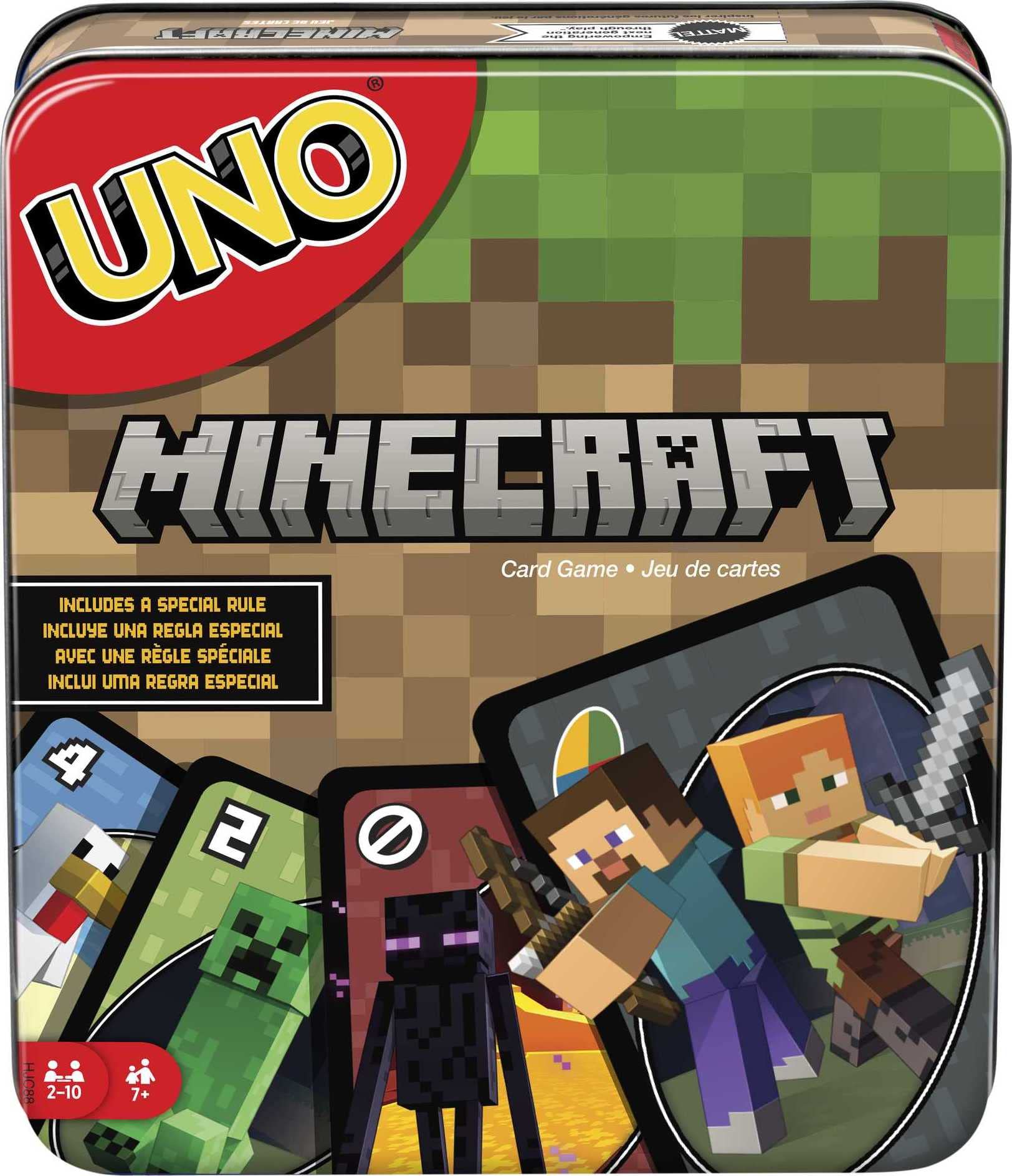Juego De Cartas Mattel Games Uno Minecraft Con Gráficos De Minecraft - Venta Internacional.