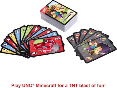 Foto 4 | Juego De Cartas Mattel Games Uno Minecraft Con Gráficos De Minecraft - Venta Internacional.