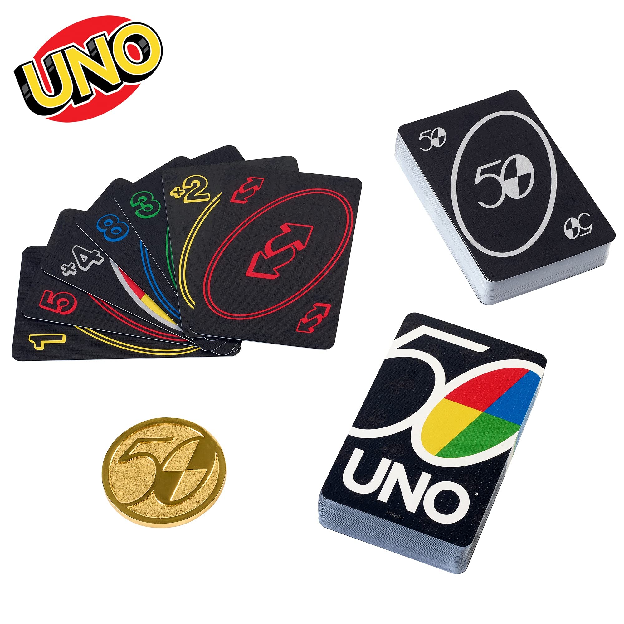 Foto 2 | Juego De Cartas Mattel Games Uno 50th Premium Version Family Desde Hace Más De 7 Años - Venta Internacional.