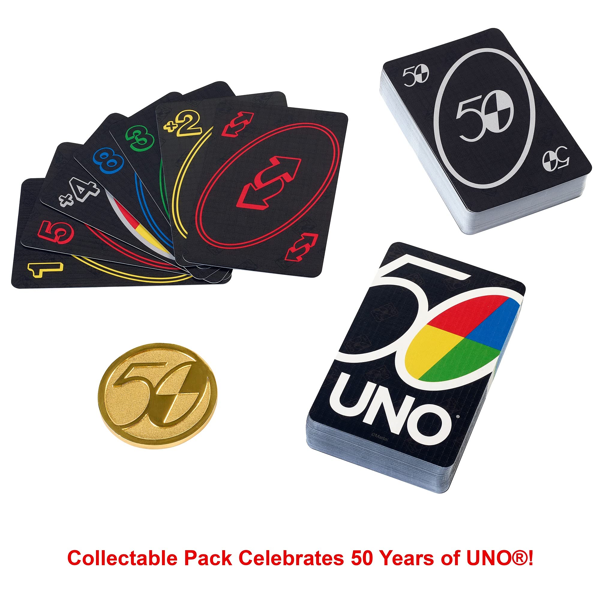 Foto 4 | Juego De Cartas Mattel Games Uno 50th Premium Version Family Desde Hace Más De 7 Años - Venta Internacional.