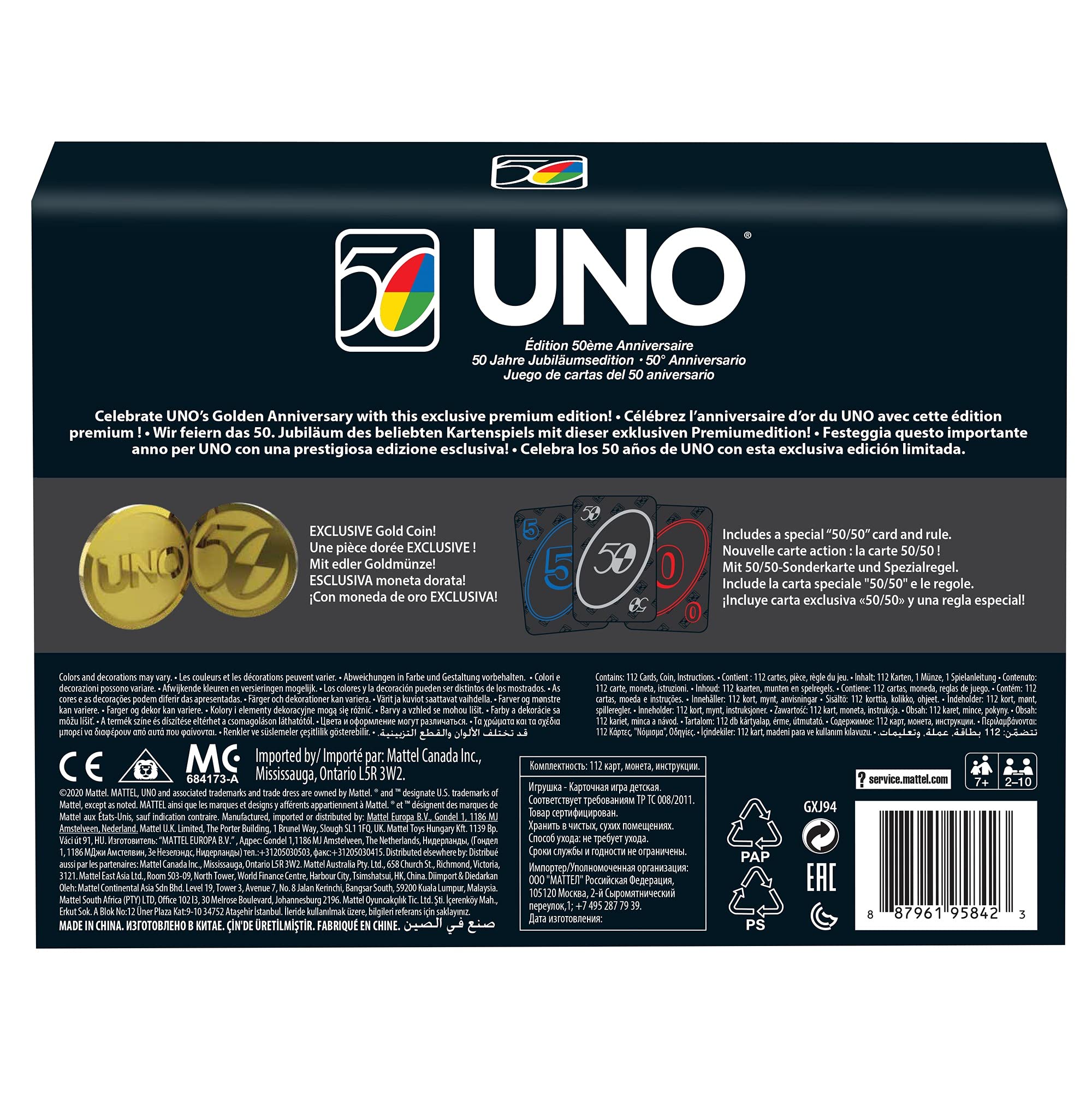 Foto 7 | Juego De Cartas Mattel Games Uno 50th Premium Version Family Desde Hace Más De 7 Años - Venta Internacional.