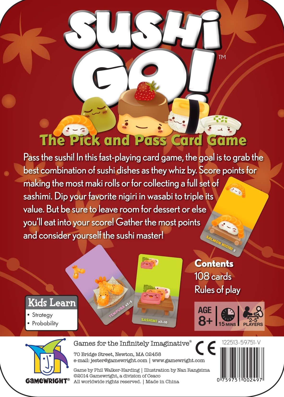 Foto 4 pulgar | Juego De Cartas Gamewright Sushi Go! - ¡el Pick And Pass - Venta Internacional.