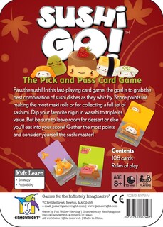 Foto 3 | Juego De Cartas Gamewright Sushi Go! - ¡el Pick And Pass - Venta Internacional.