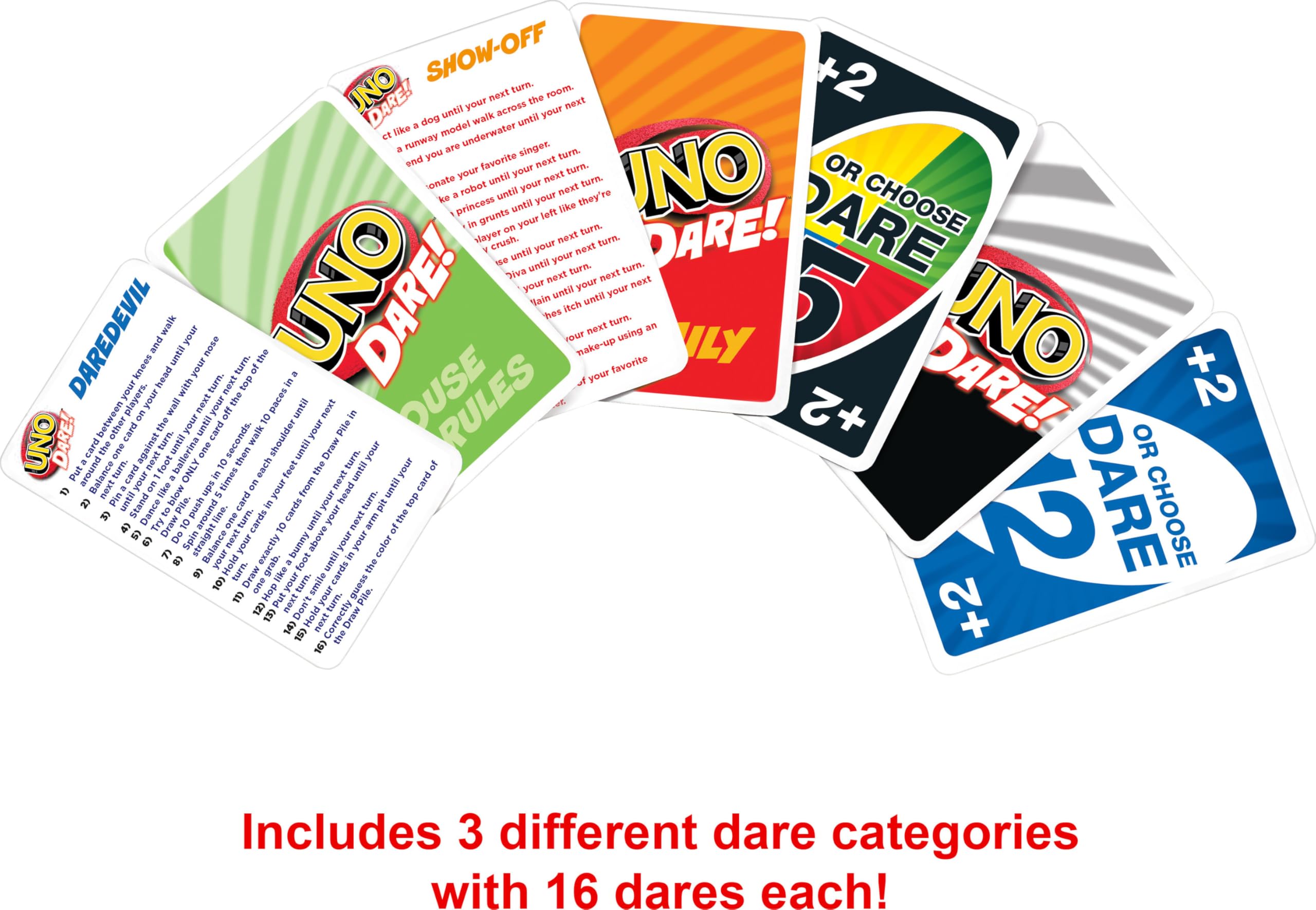 Foto 5 pulgar | Juego De Cartas Mattel Games Uno Dare Family Con 3 Categorías - Venta Internacional.