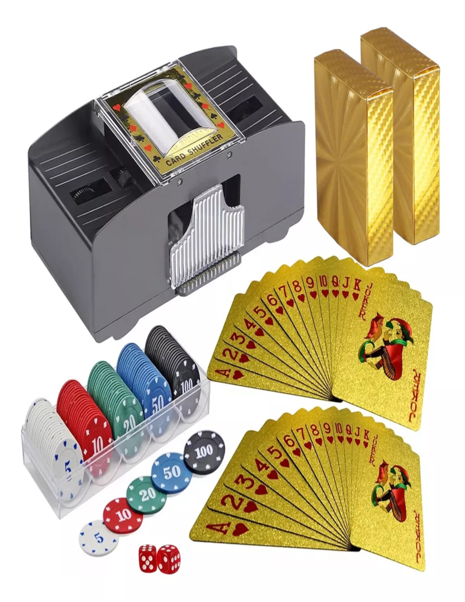 Foto 3 pulgar | Barajador Automático, 2 Pokar Set, 100 Fichas Y 2 Dados + Termo De Agua Güish