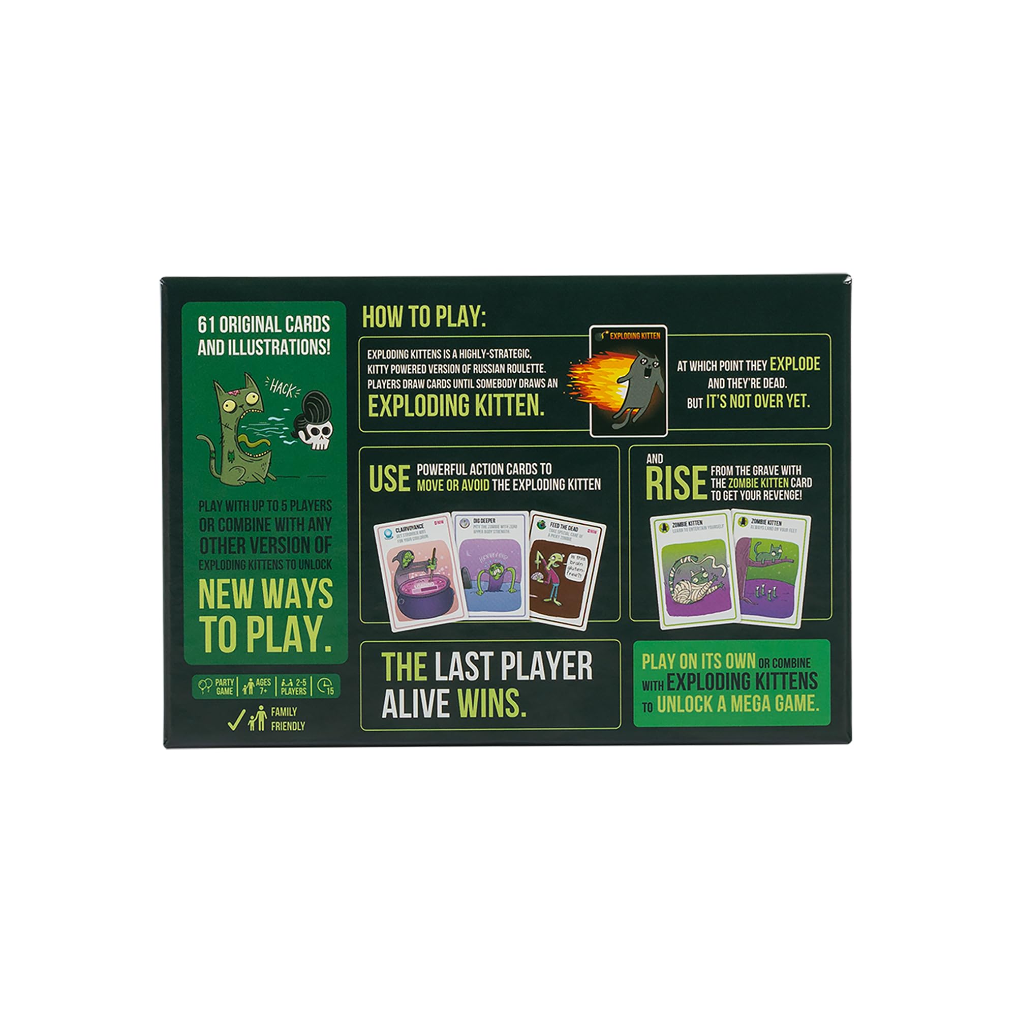 Foto 7 pulgar | Juego De Cartas Exploding Kittens Zombie Kittens 2-5 Jugadores 7+ - Venta Internacional.