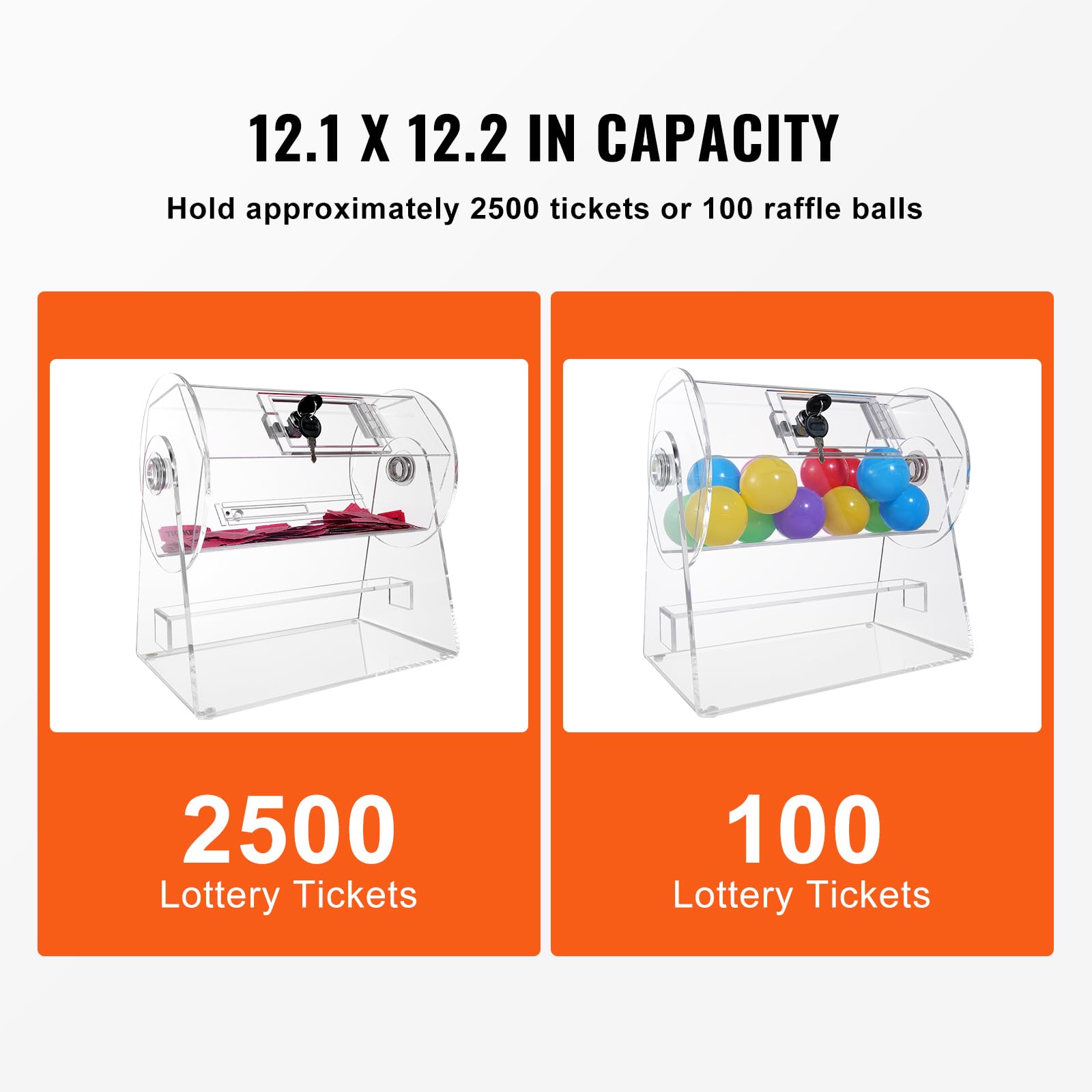 Foto 4 pulgar | Tambor Vevor Acrylic Professional Con 2 Llaves Para 2500 Entradas - Venta Internacional.