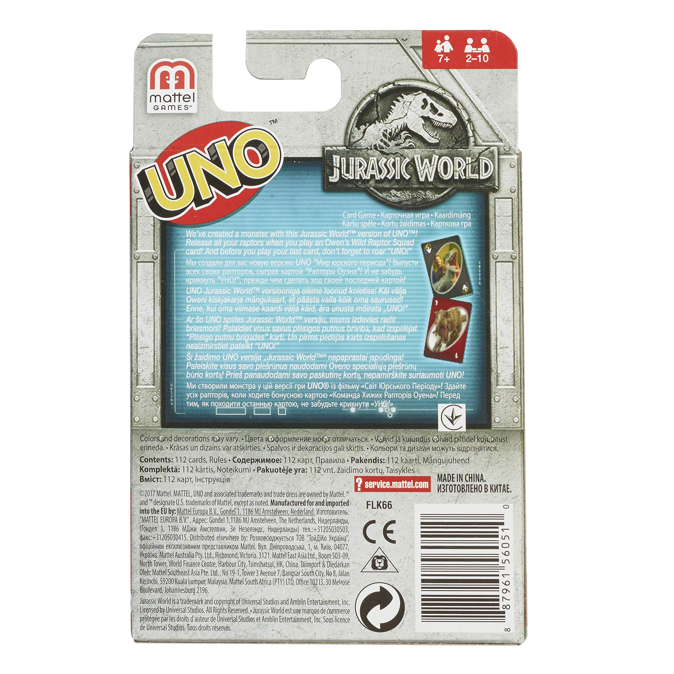 Foto 6 pulgar | Juego De Cartas Mattel Jurassic World Uno Con Owen's Raptor Squad - Venta Internacional.
