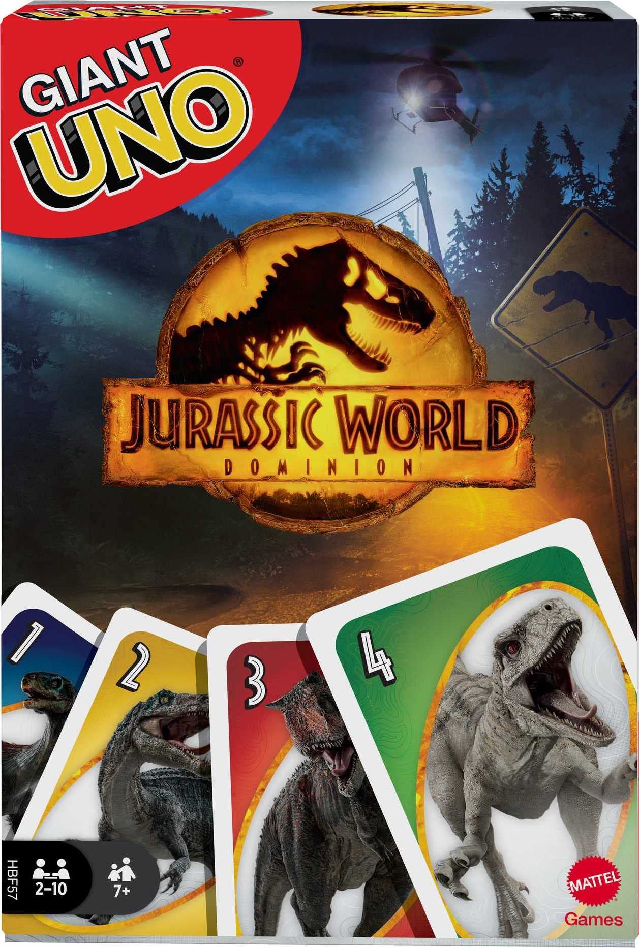 Foto 2 pulgar | Juego De Cartas Mattel Games Giant Uno Jurassic World 7+ Years - Venta Internacional.